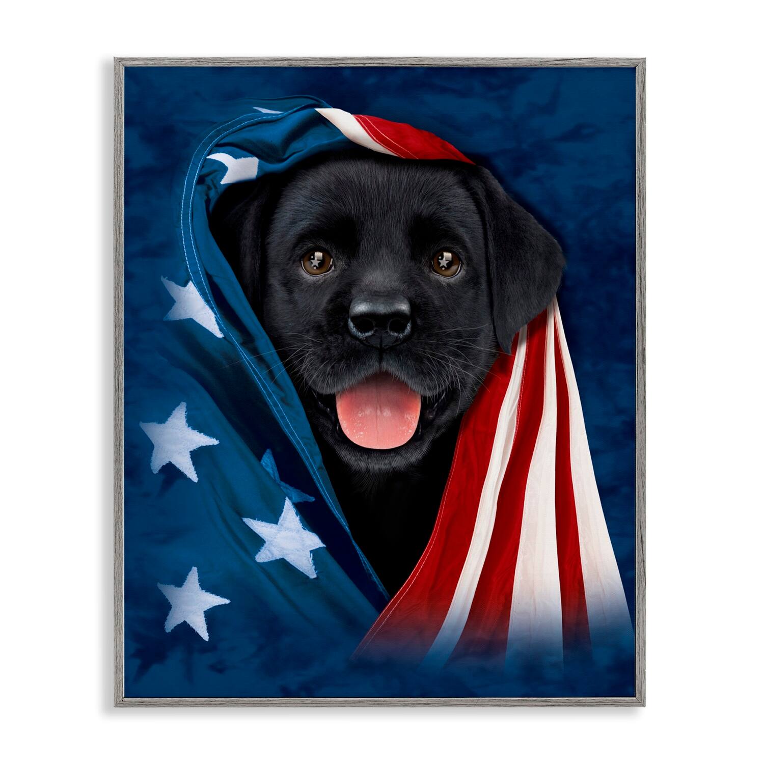 Stupell Industries Labrador & American Flag Framed Giclee Art