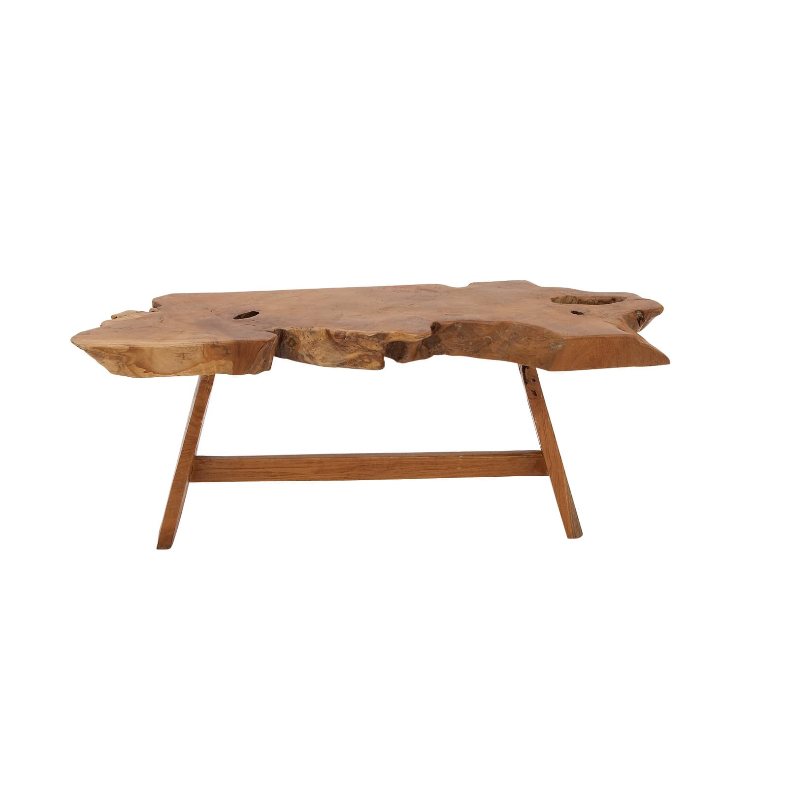 35" Brown Teak Contemporary Coffee Table