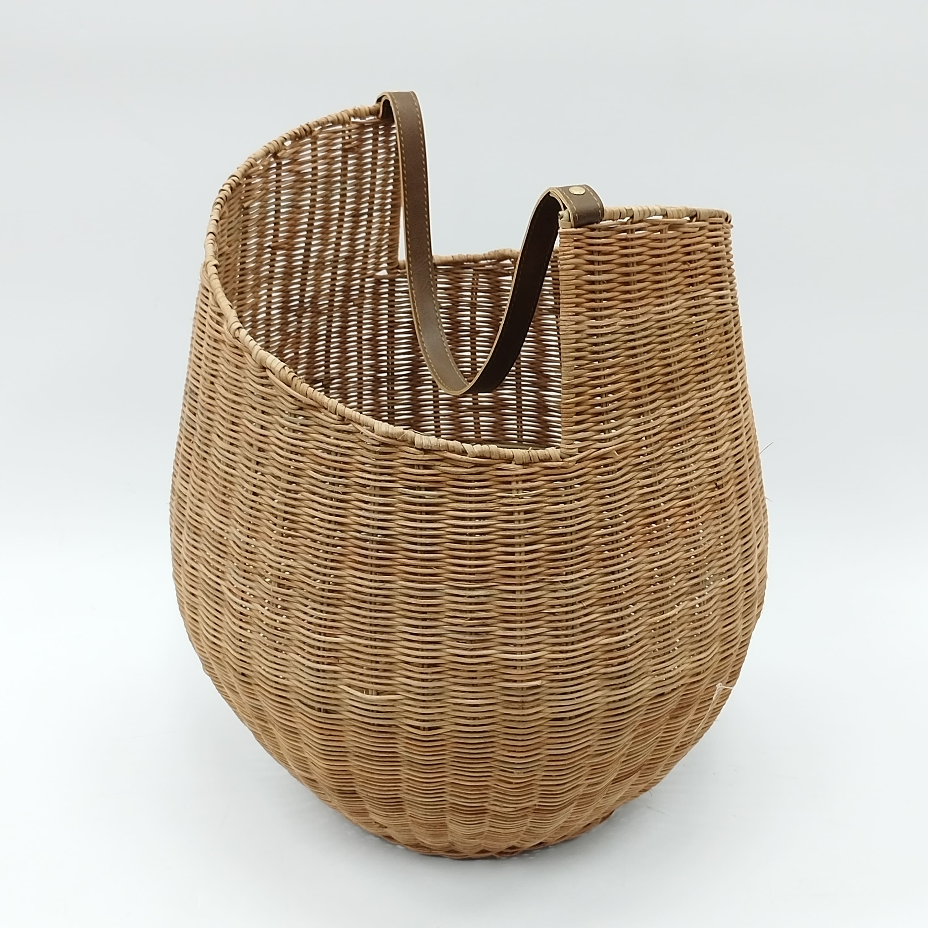 Rattan Woven Basket with Faux Leather Handle by Ashland®
