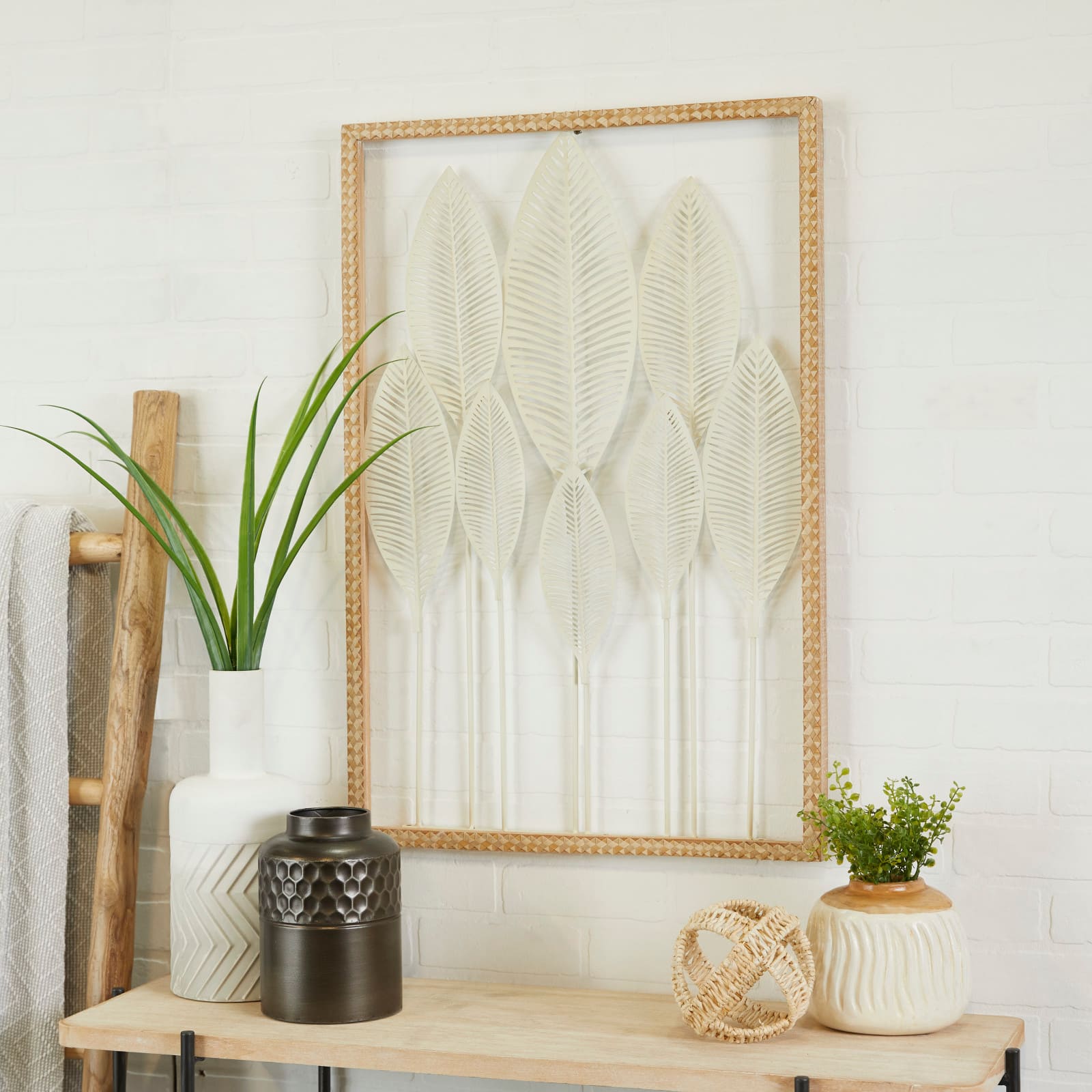 White Wood Coastal Wall Decor, 32" x 22" x 1"