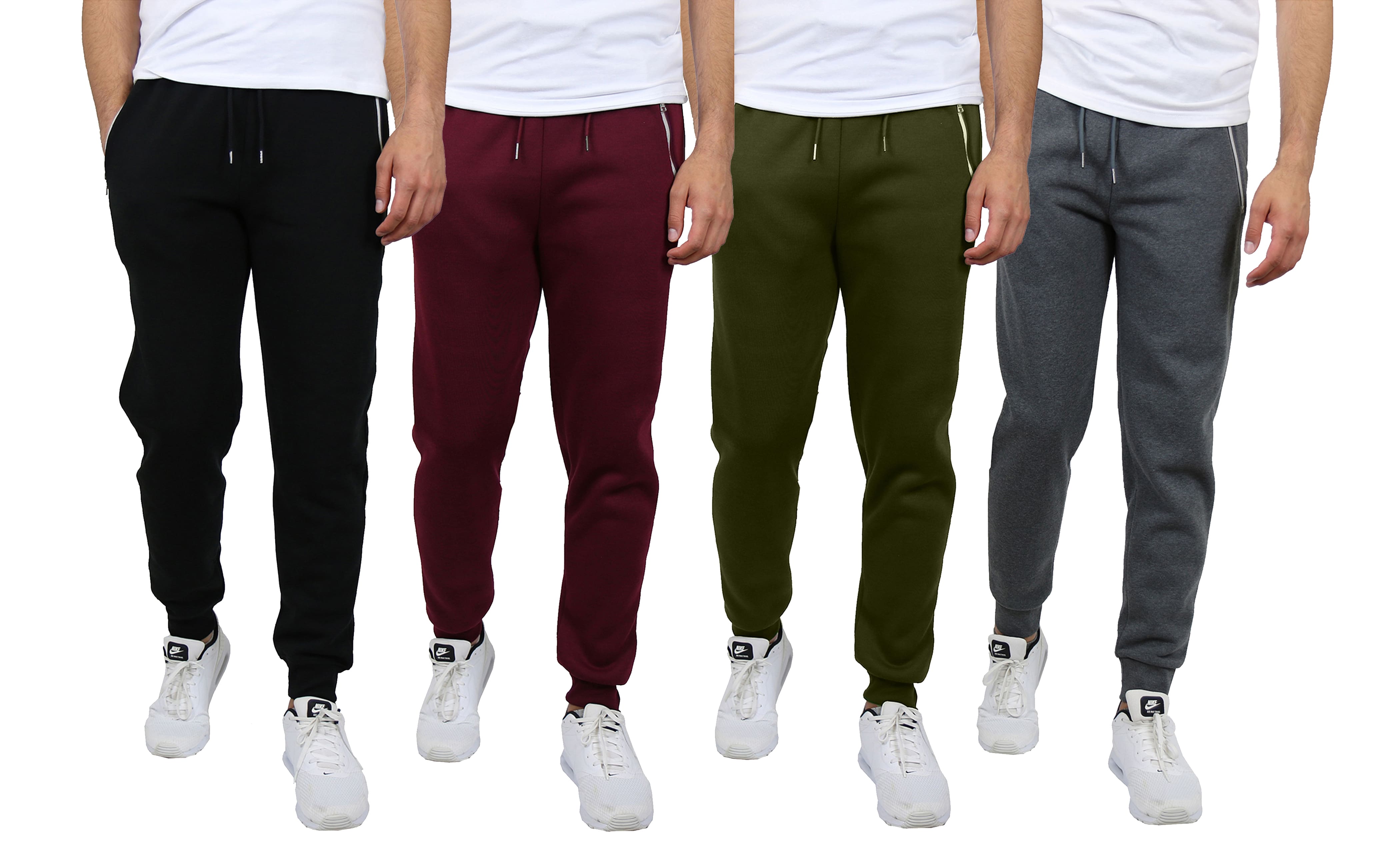 Galaxy by Harvic Fleece-Lined Men's Jogger Sweatpants with Zipper Pockets 4 Pack