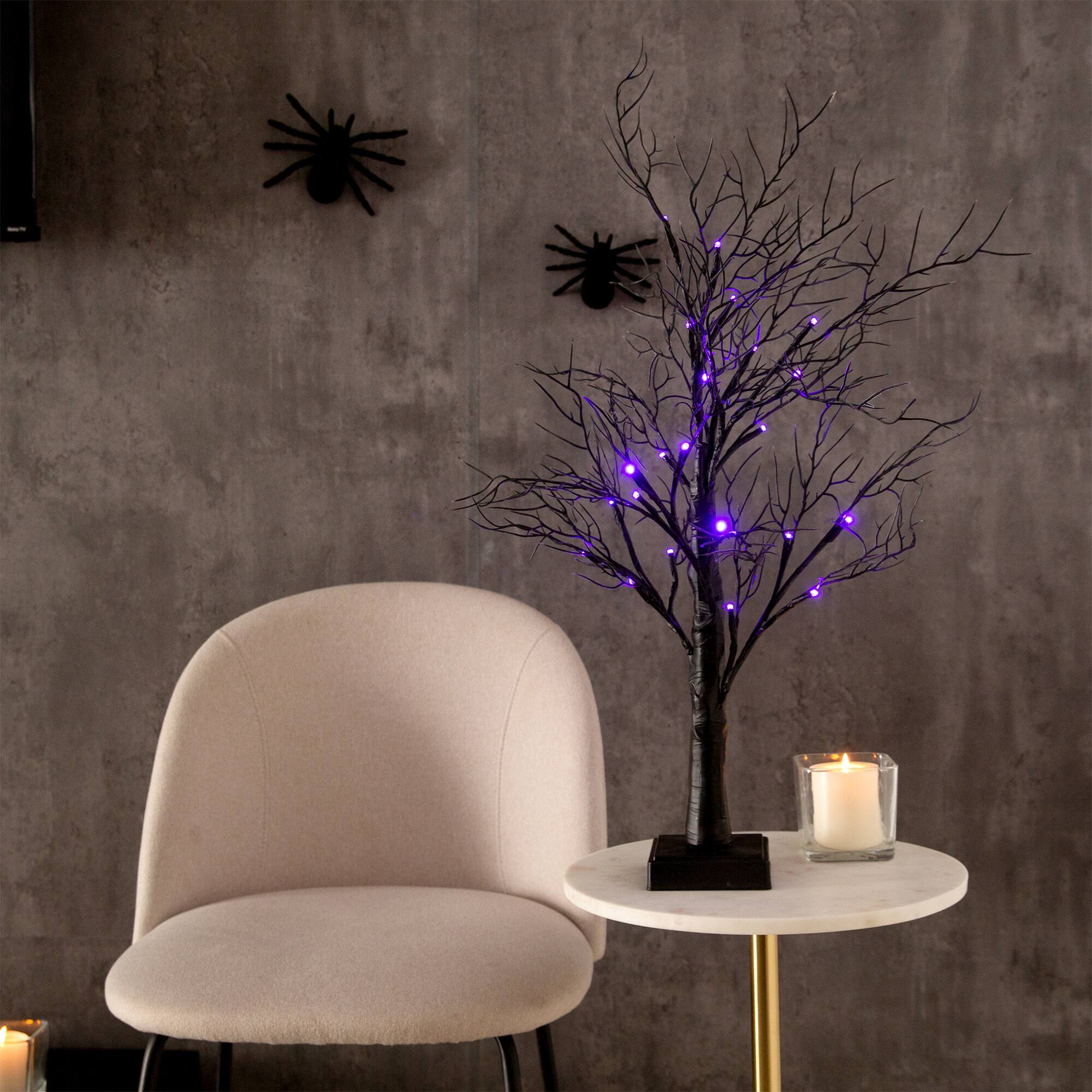 2ft. Pre-Lit LED Deluxe Black Twig Artificial Halloween Tree