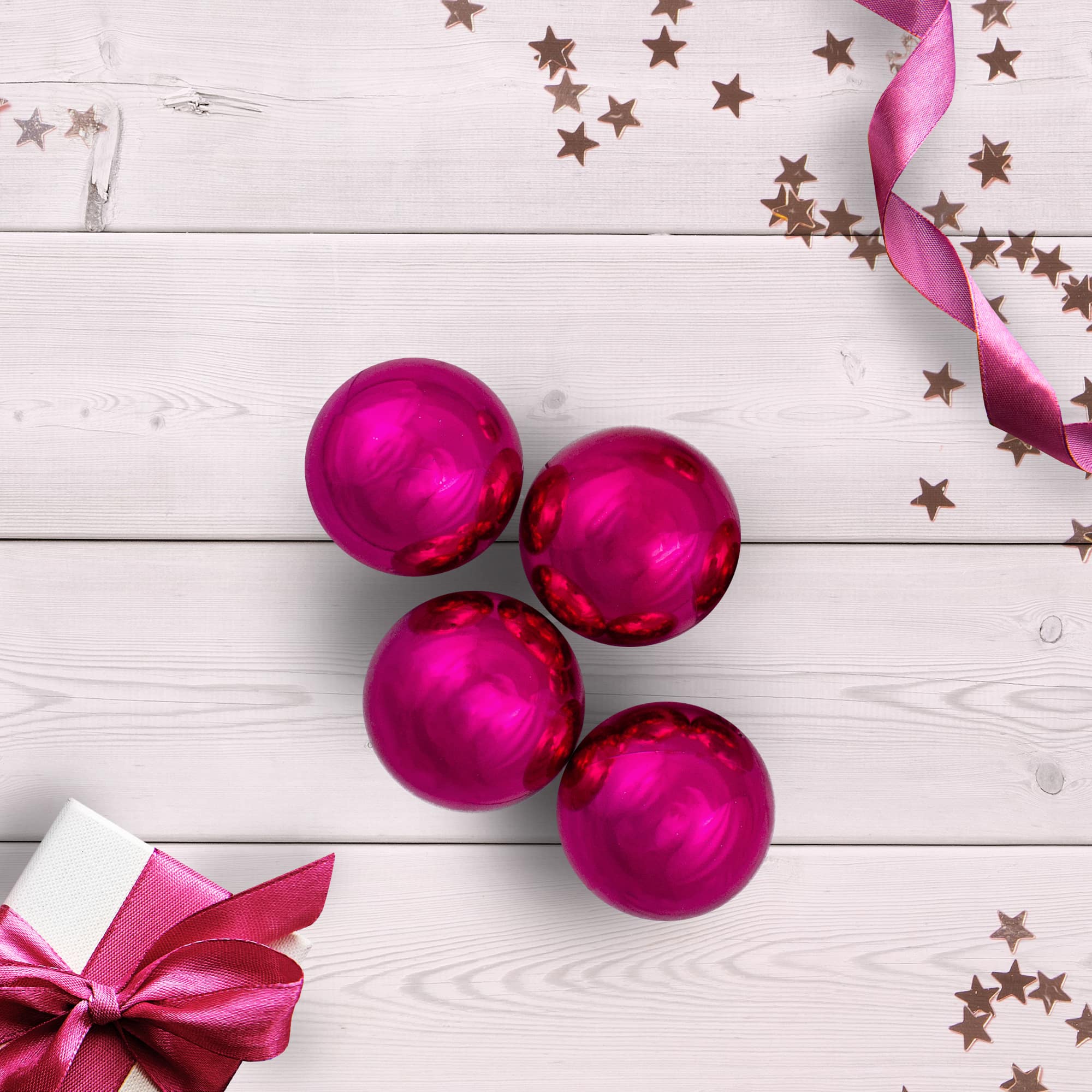 60ct Shiny Pink Magenta Shatterproof Ball Ornaments