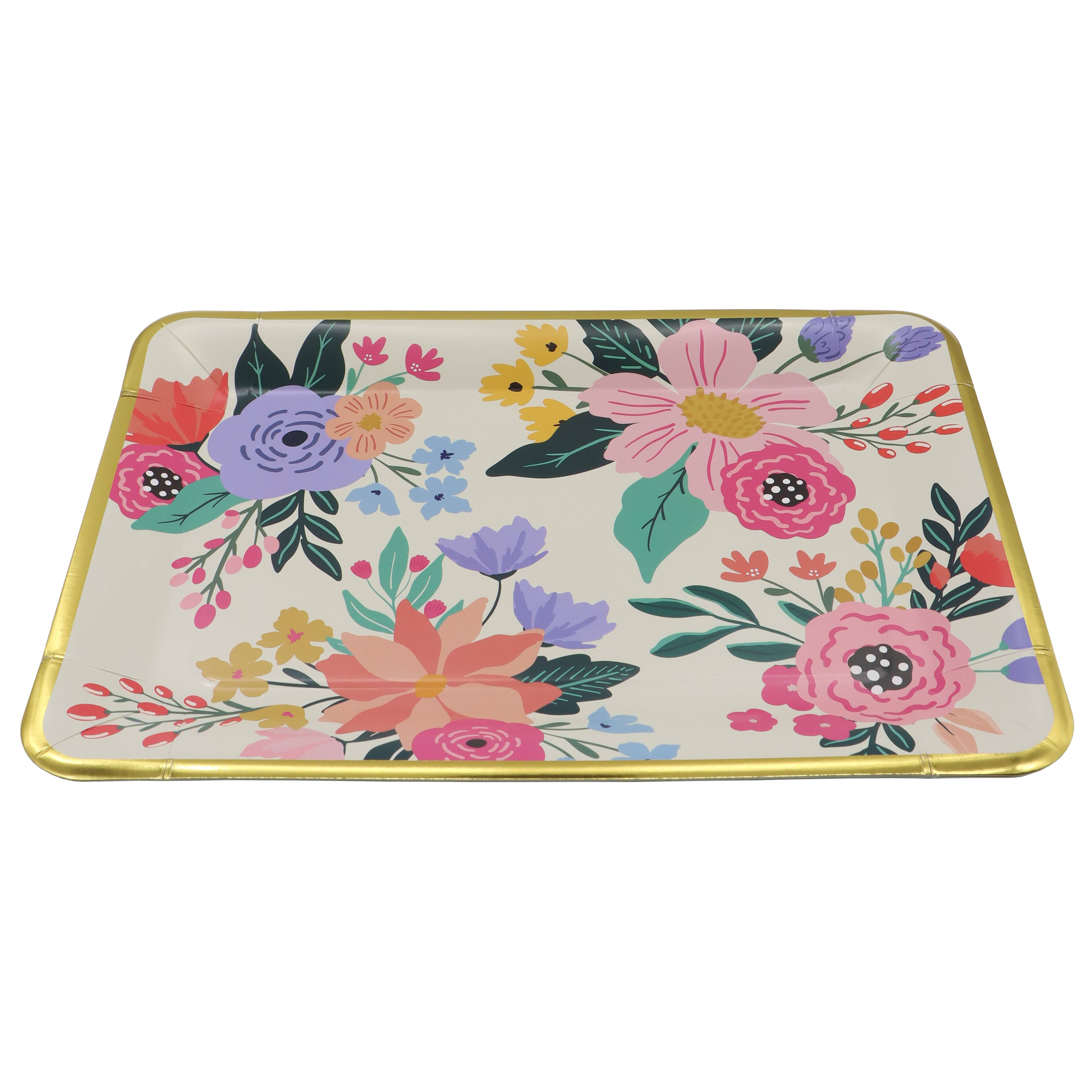 12 Packs: 2 ct. (24 total) 9" x 13" Flower Paper Serving Trays by Celebrate It™