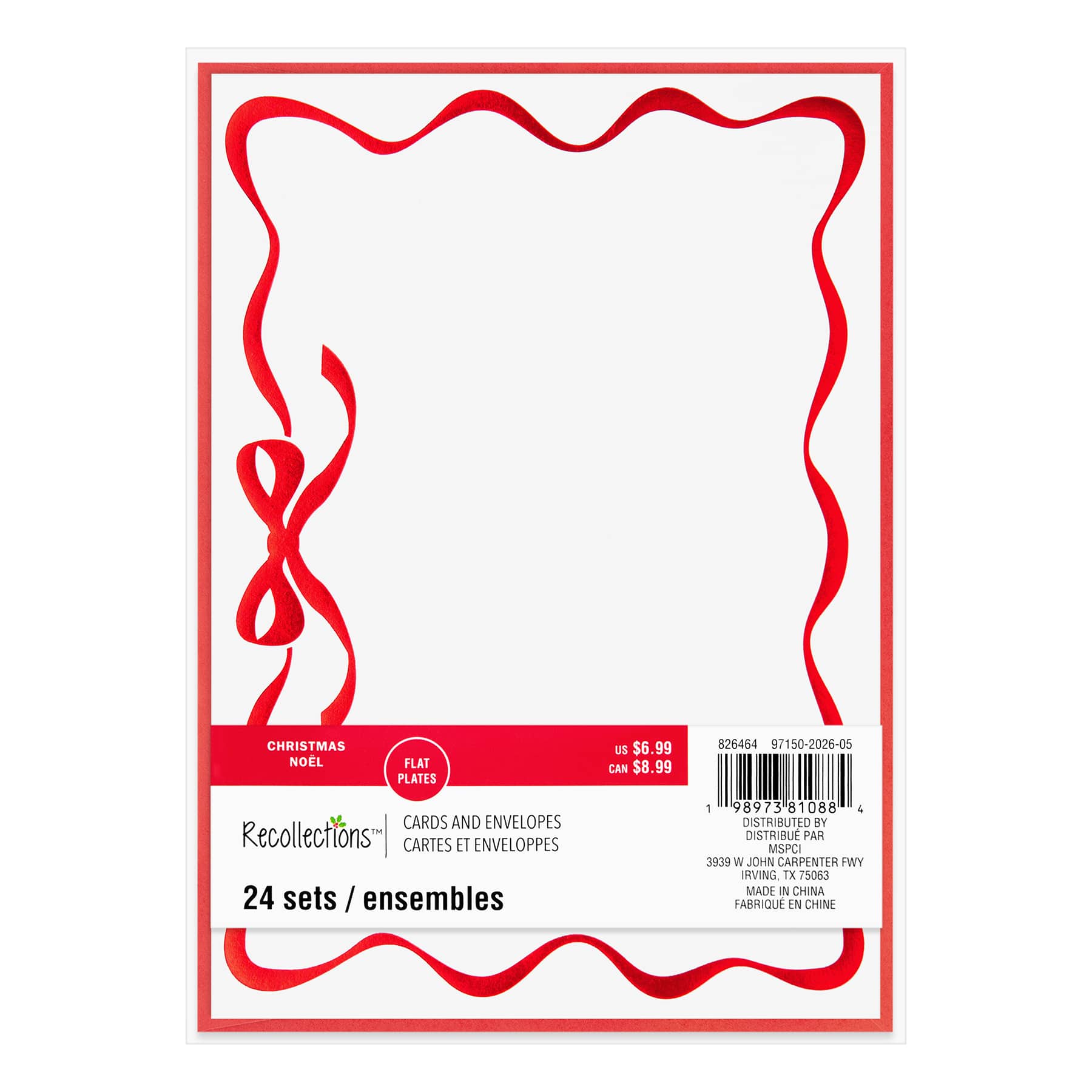 5" x 7" Red Bow Border Christmas Card & Envelope Sets, 24ct. by Recollections™