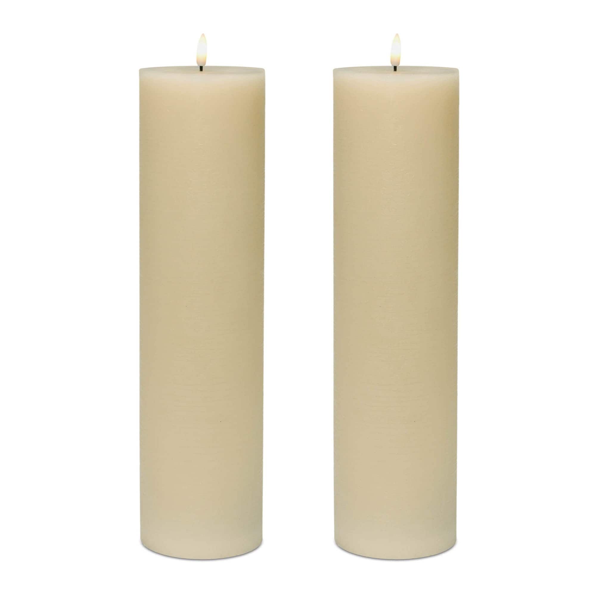 Melrose Beige FIA WICK Pillar Candles, 2ct.