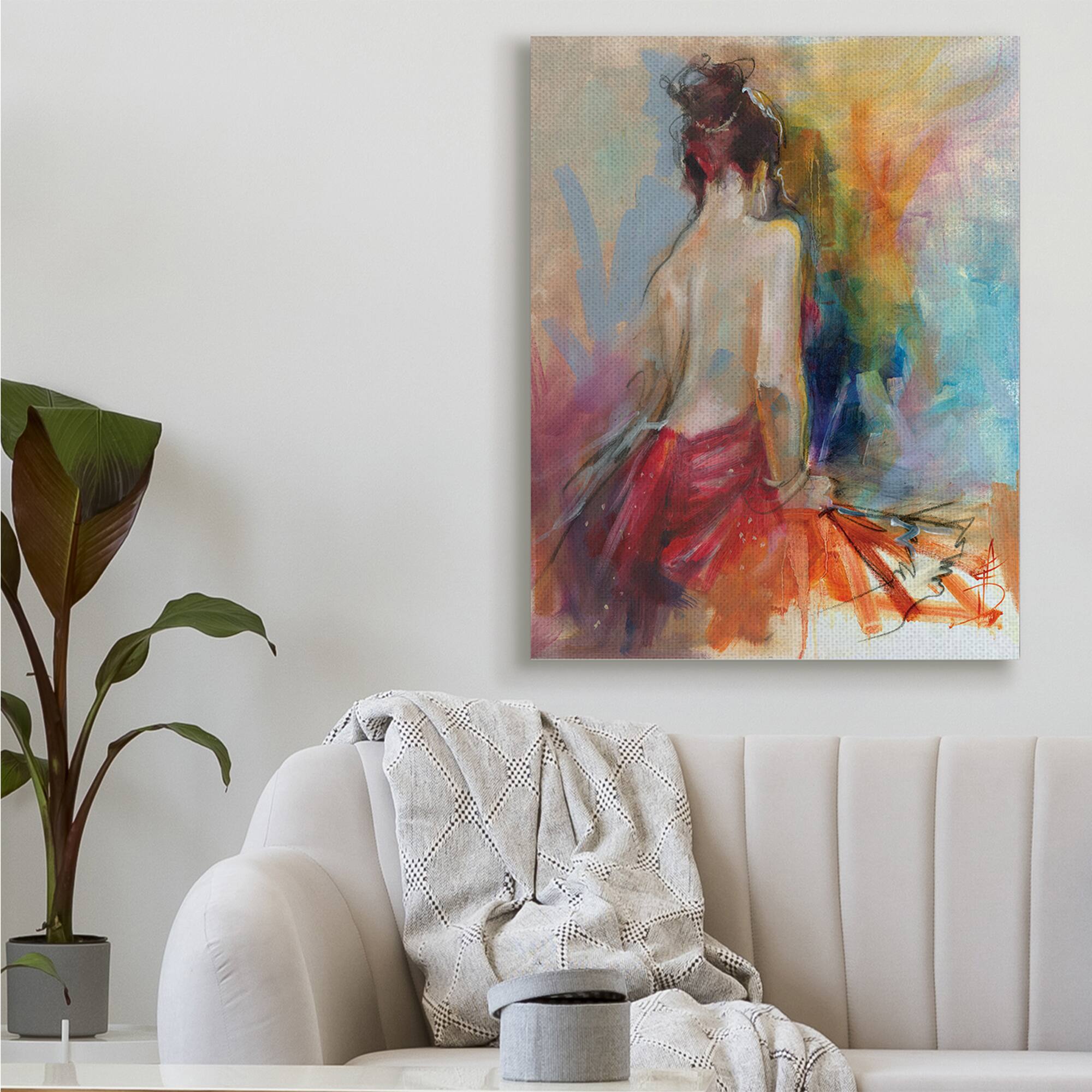 Stupell Industries Contemporary Female Pose Energetic Brush Strokes Canvas Wall Art