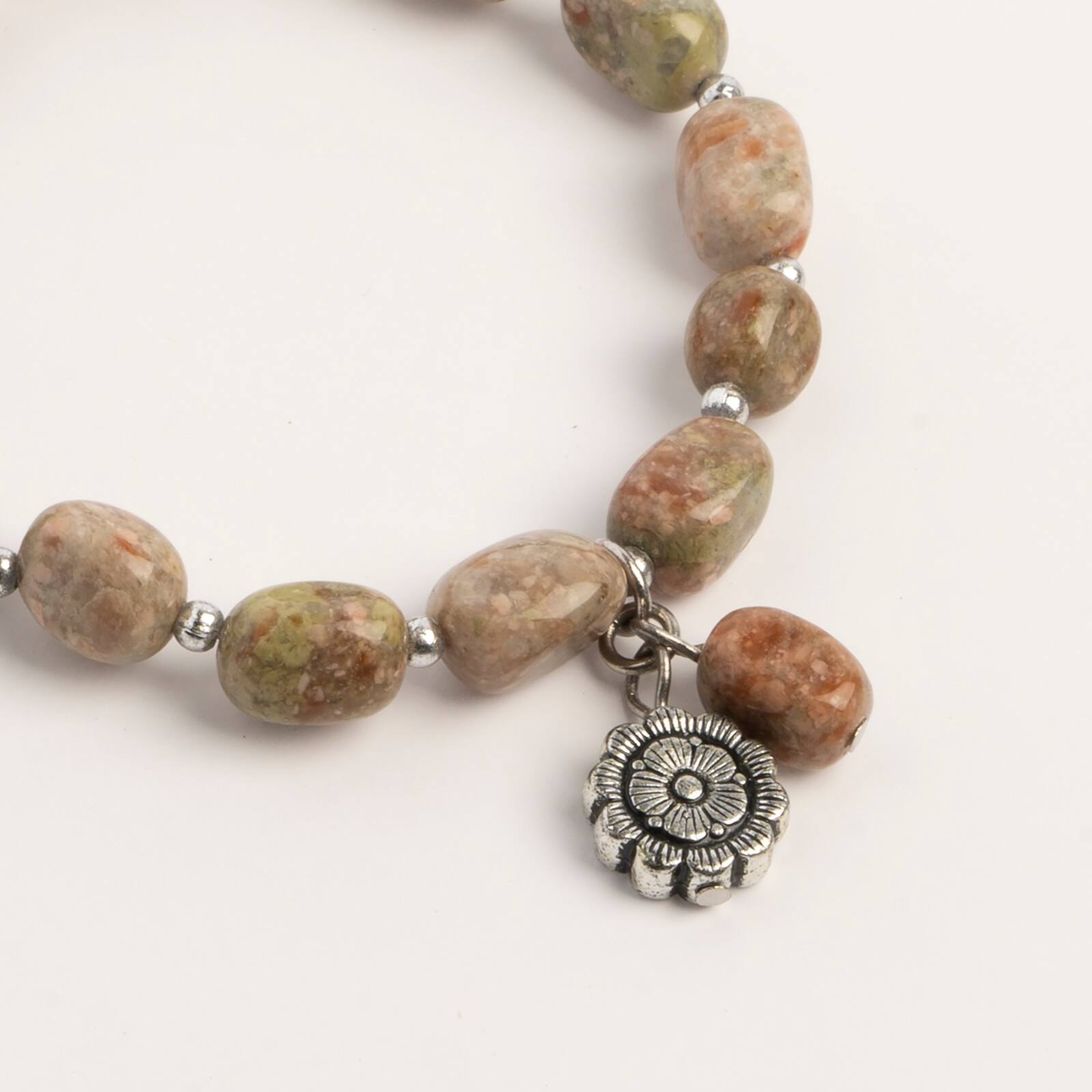 John Bead Jasper Creativity Natural Brown Unakite Gemstone Bracelet