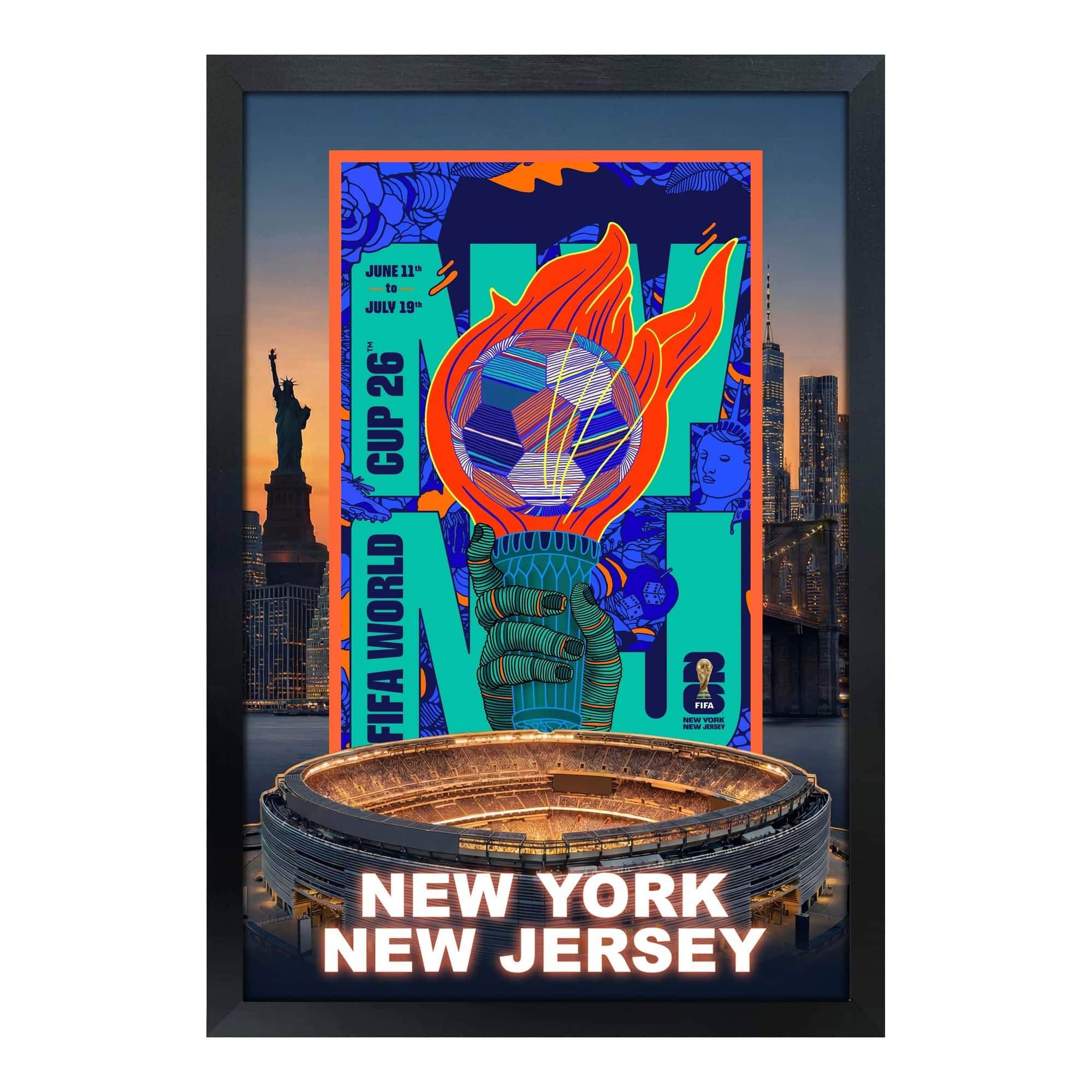 19.5" x 28" FIFA World Cup 2026 New York-New Jersey Host City Framed Wall Decor by Frameworth