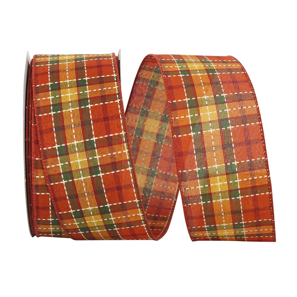 Reliant 20yd. Wired Edge Stitched Tonal Plaid Beauty Ribbon