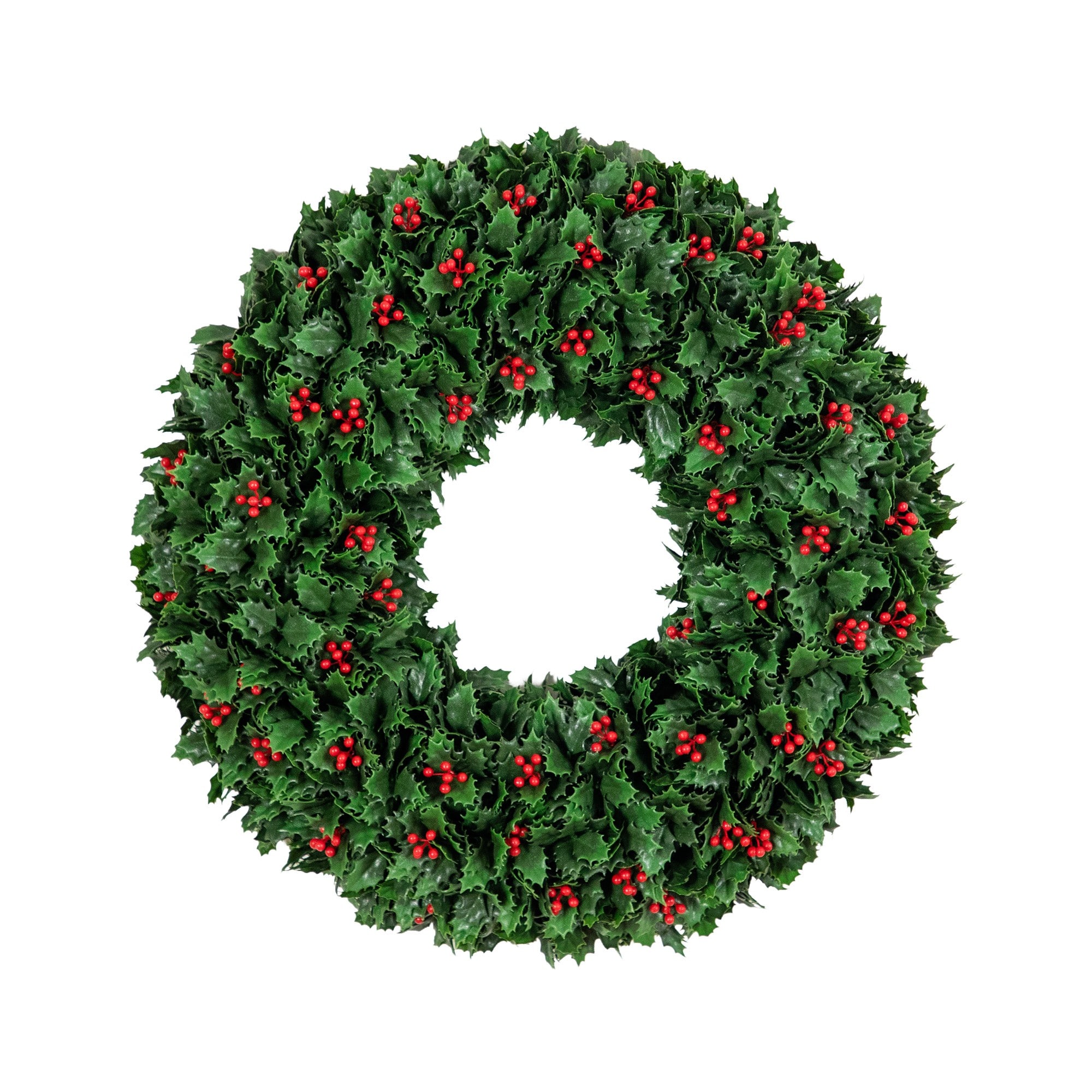 Nearly Natural 24" UV Resistant Artificial Holly Berry Christmas Wreath in Green | 24″ | Michaels®