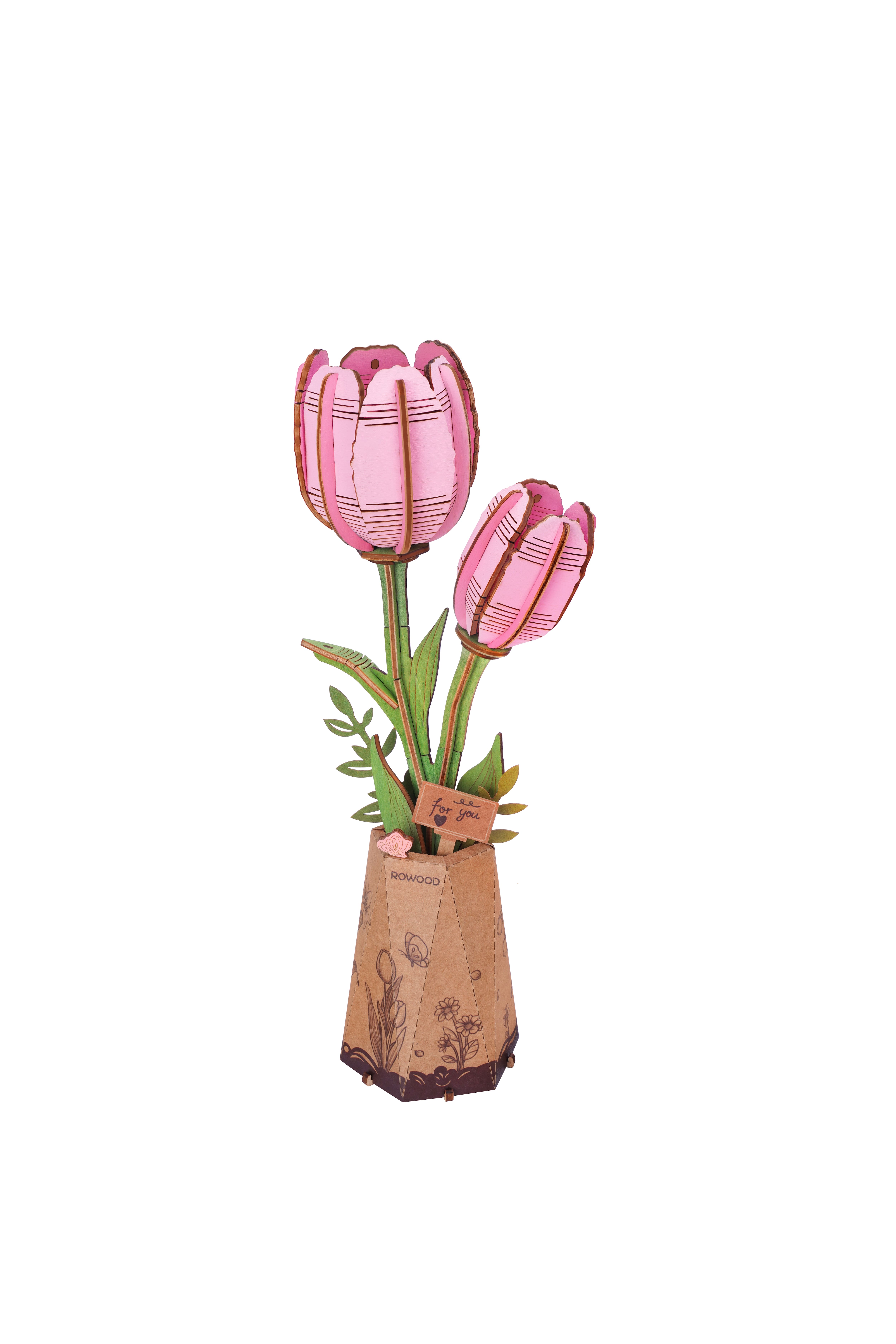 Rowood Pink Tulip Wooden Bloom Craft