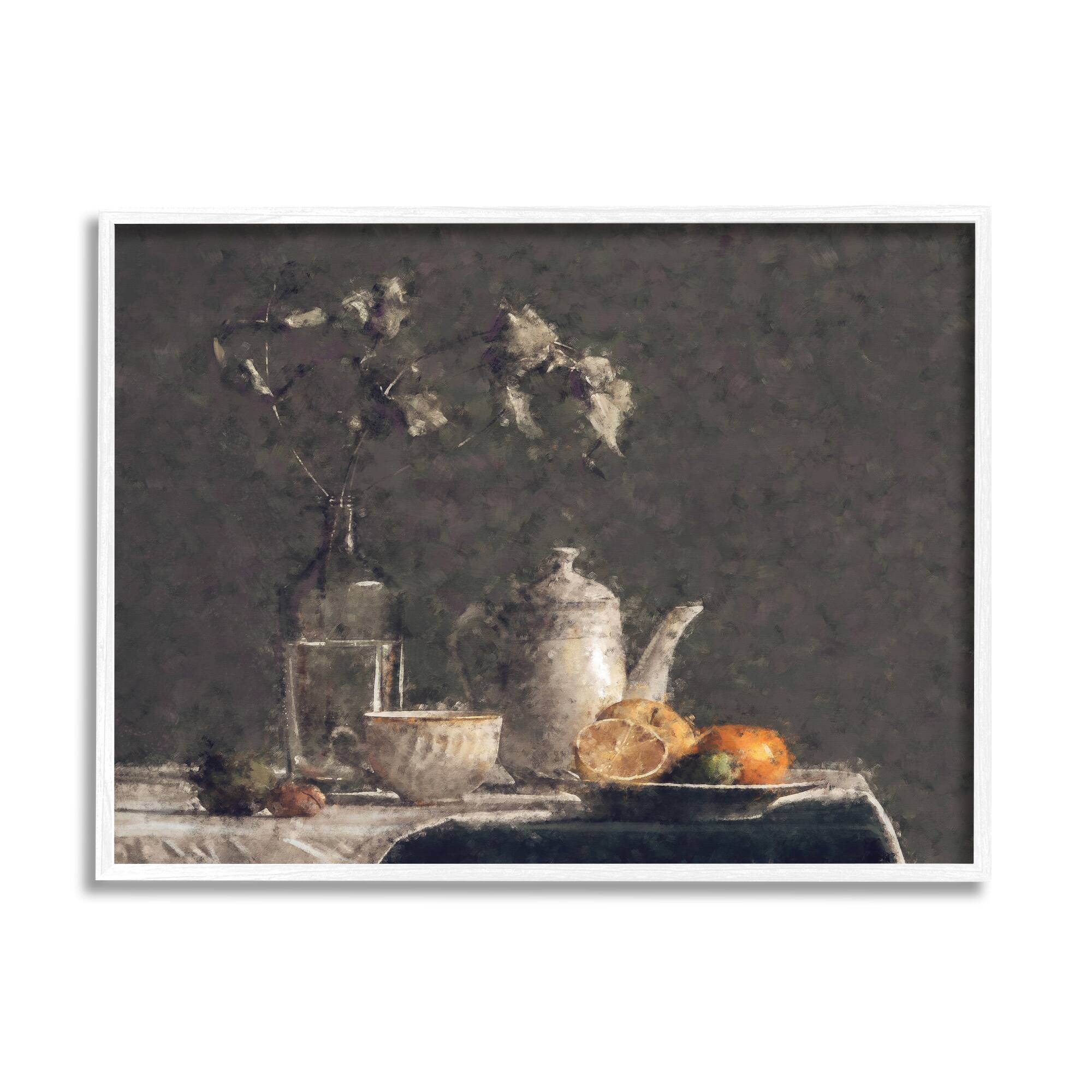 Stupell Industries Vintage Tabletop Still Life Plated Sliced Fruit Framed Wall Art