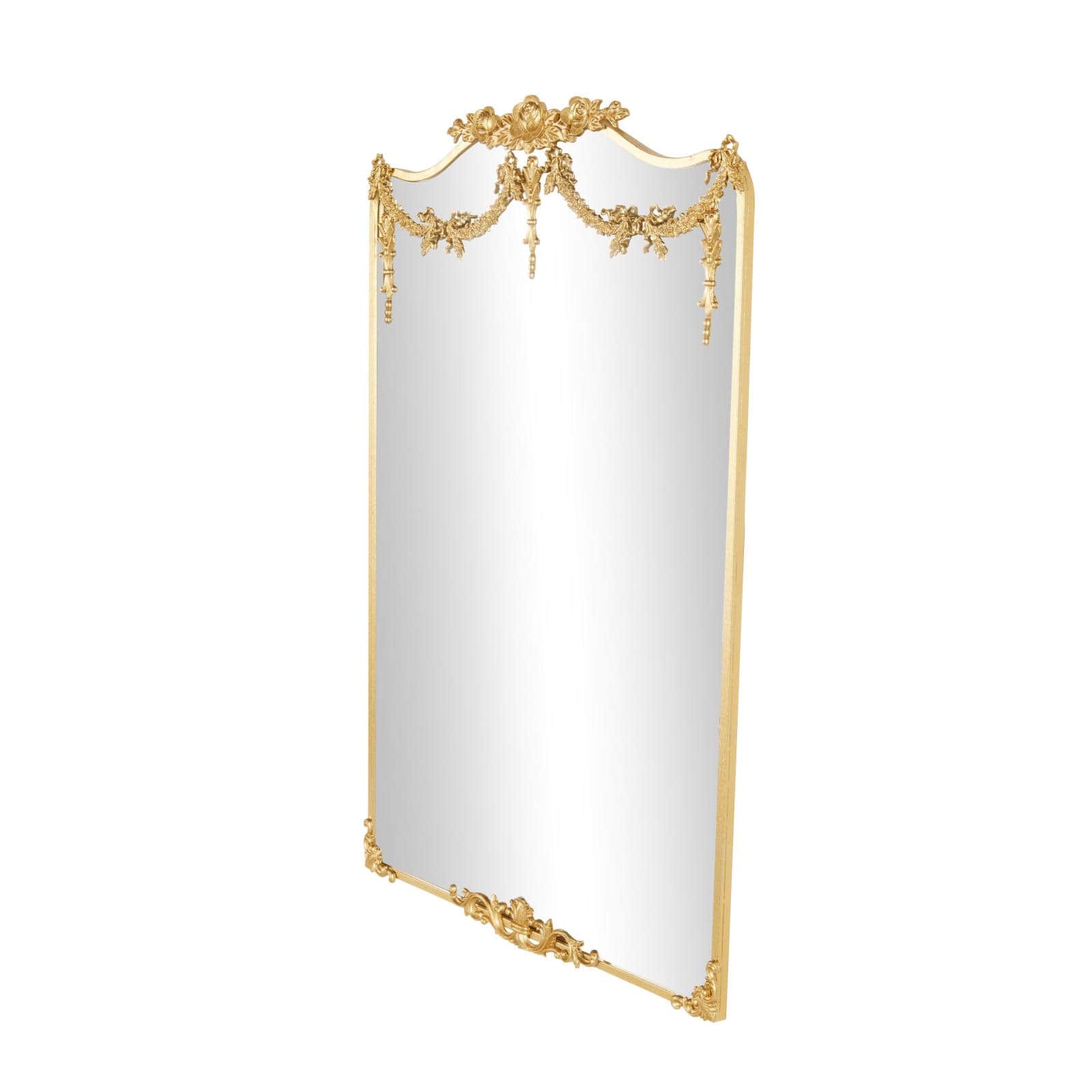 32" x 47" Gold Floral Embellished Metal Wall Mirror
