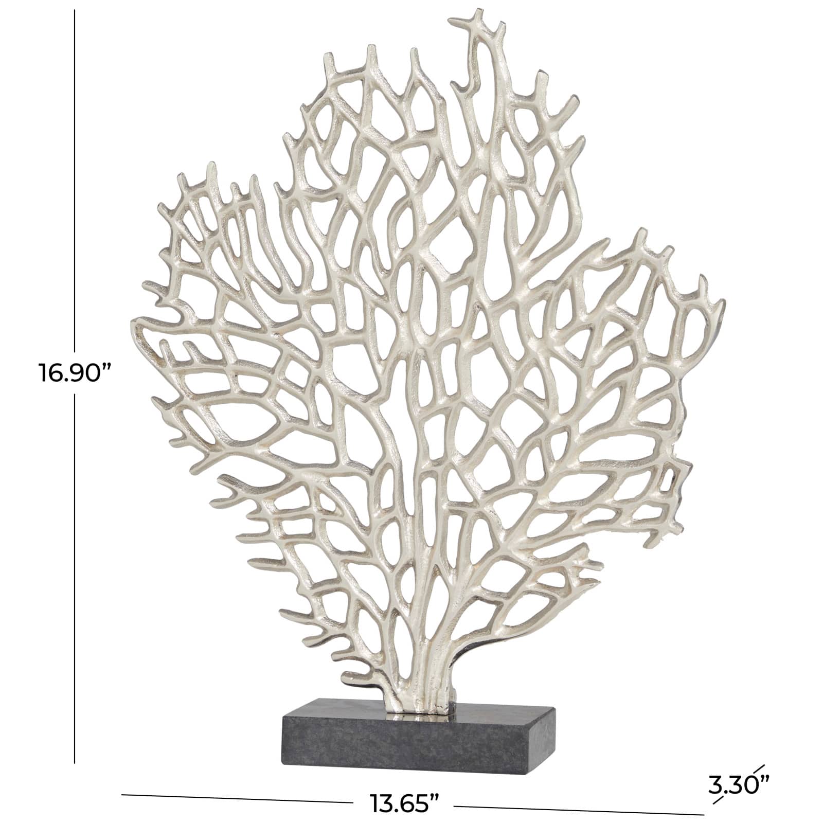 17" Silver Aluminum Coastal Coral Sculpture