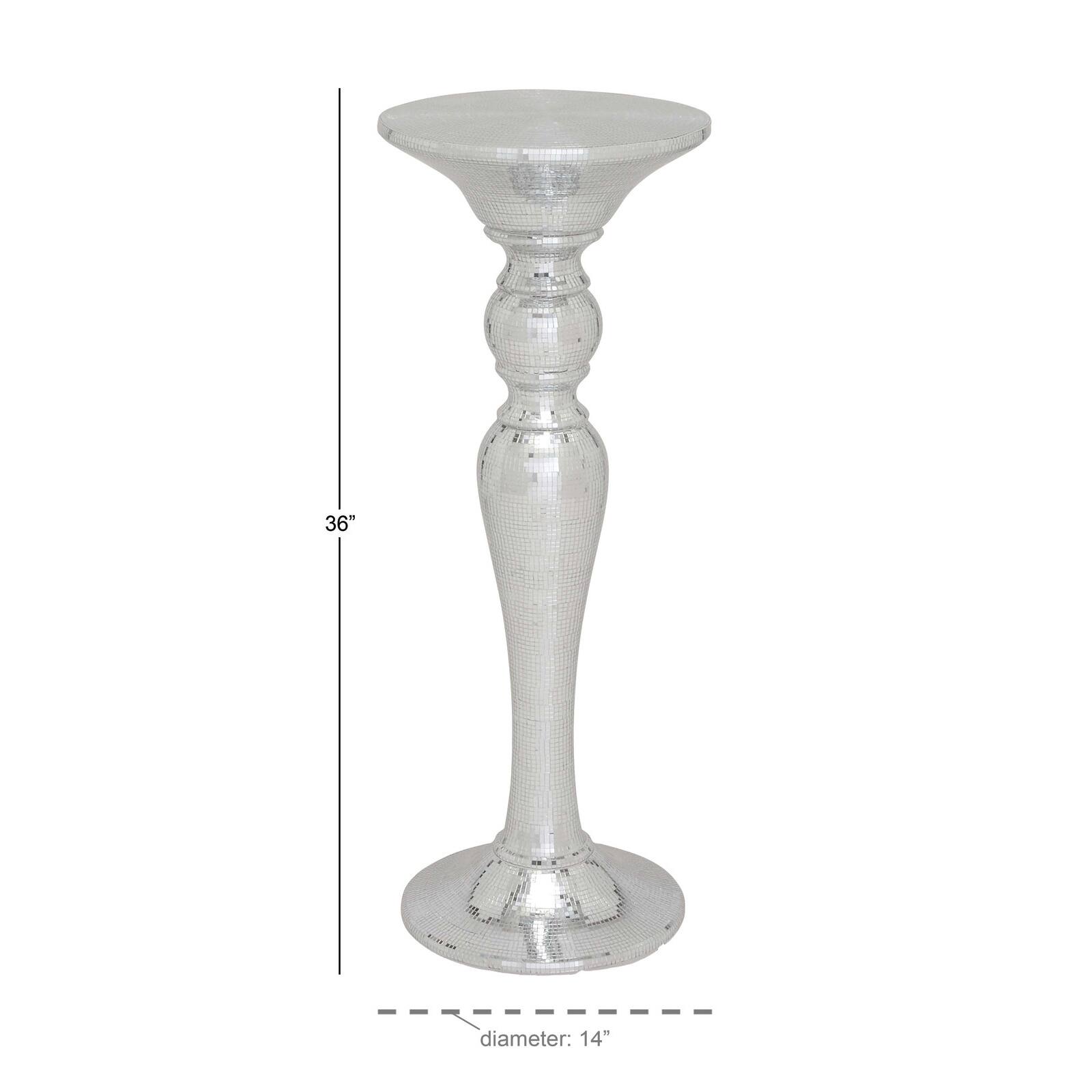 3ft. Silver Polystone Glam Pedestal Table