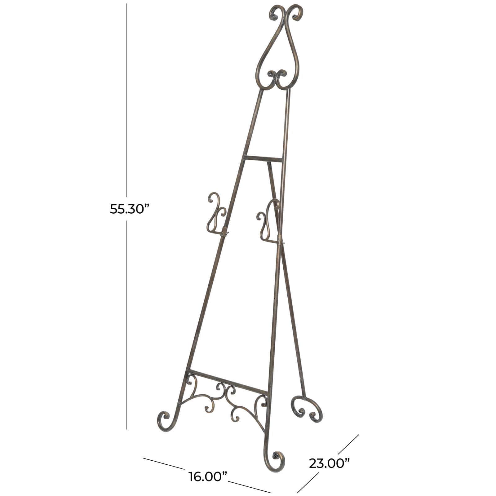 55" Bronze Metal Adjustable Display Stand Scroll Easel