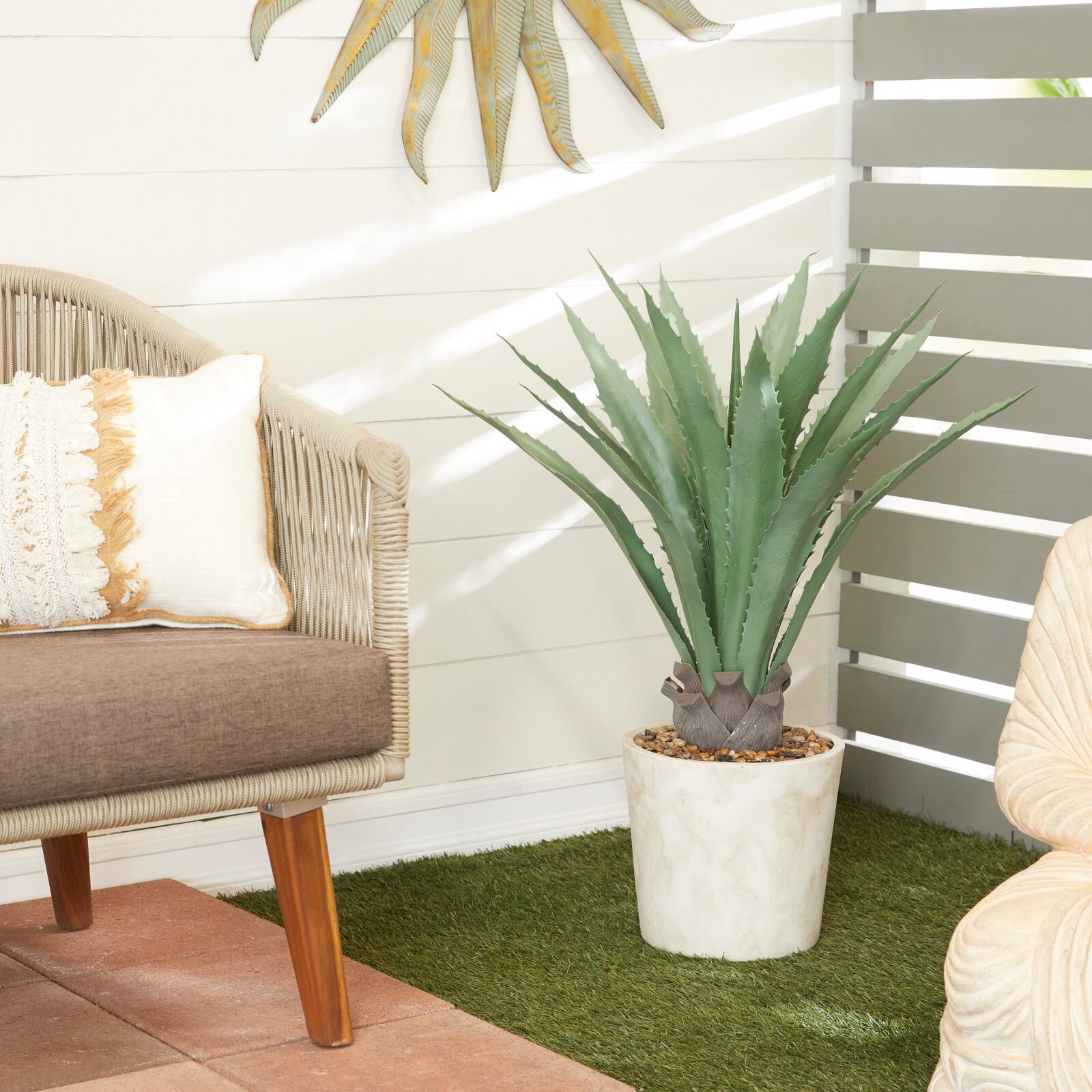 2.5ft. Potted Beige Plastic Contemporary Artificial Foliage