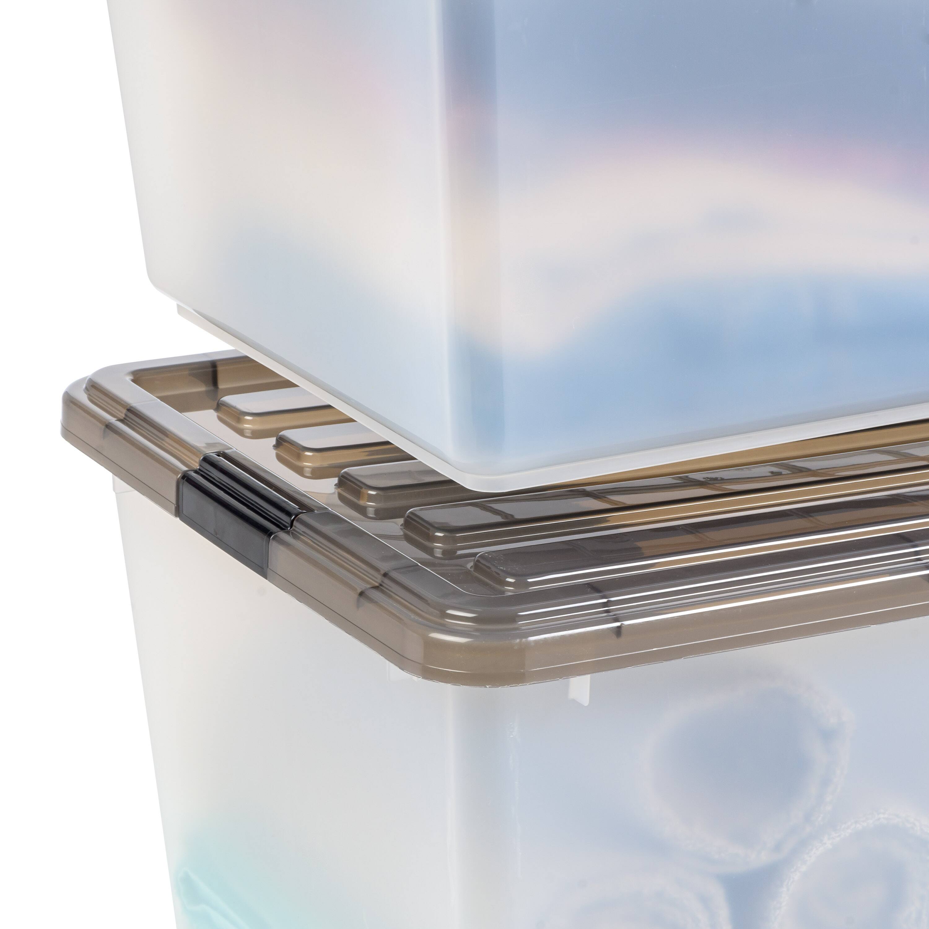 Iris® 91qt. Clear View Plastic Storage Bins with Gray Latching Buckle Lids, 4ct.