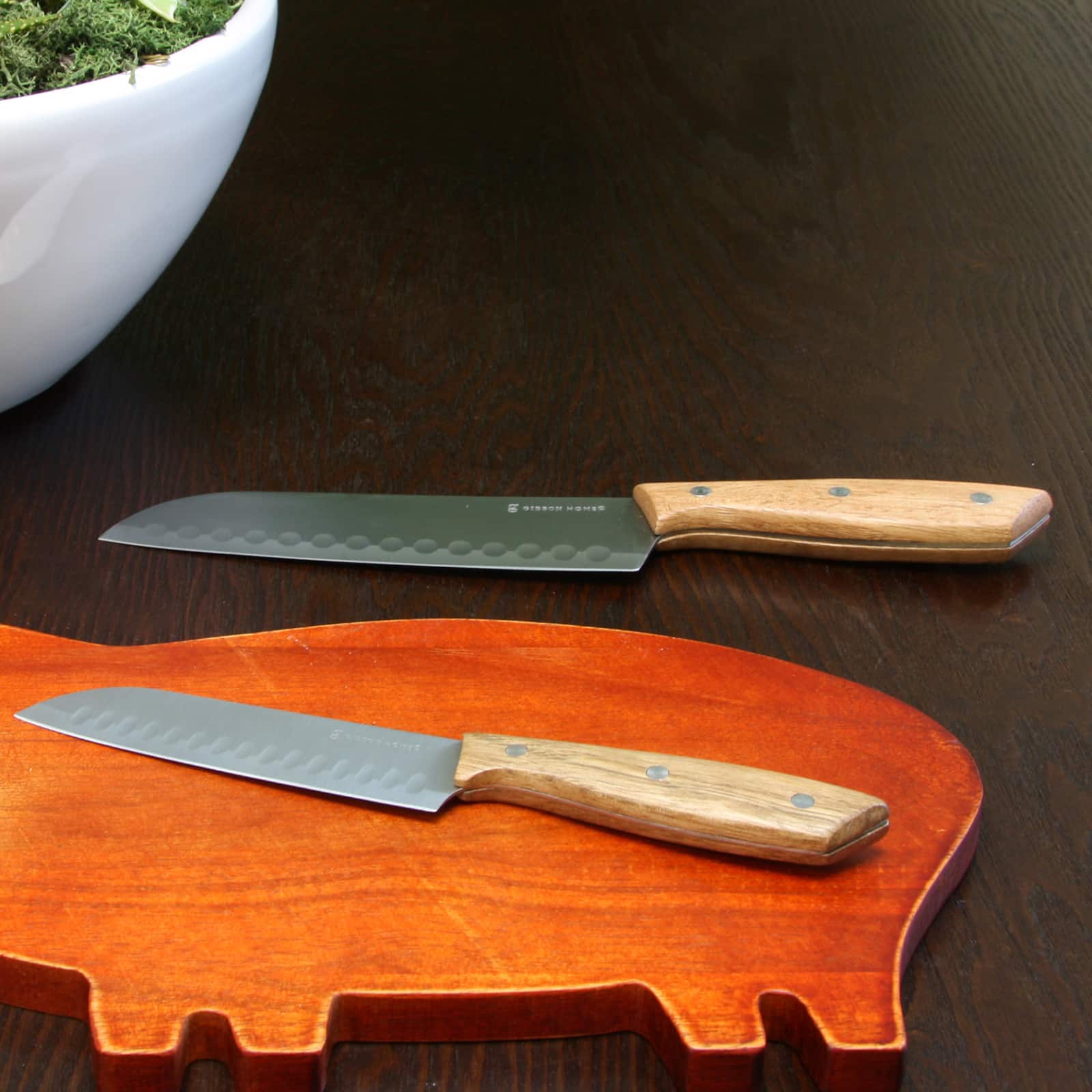 Gibson Home® Seward 2-Piece Stainless Steel Santoku Knife Cutlery Set with Wood Handles