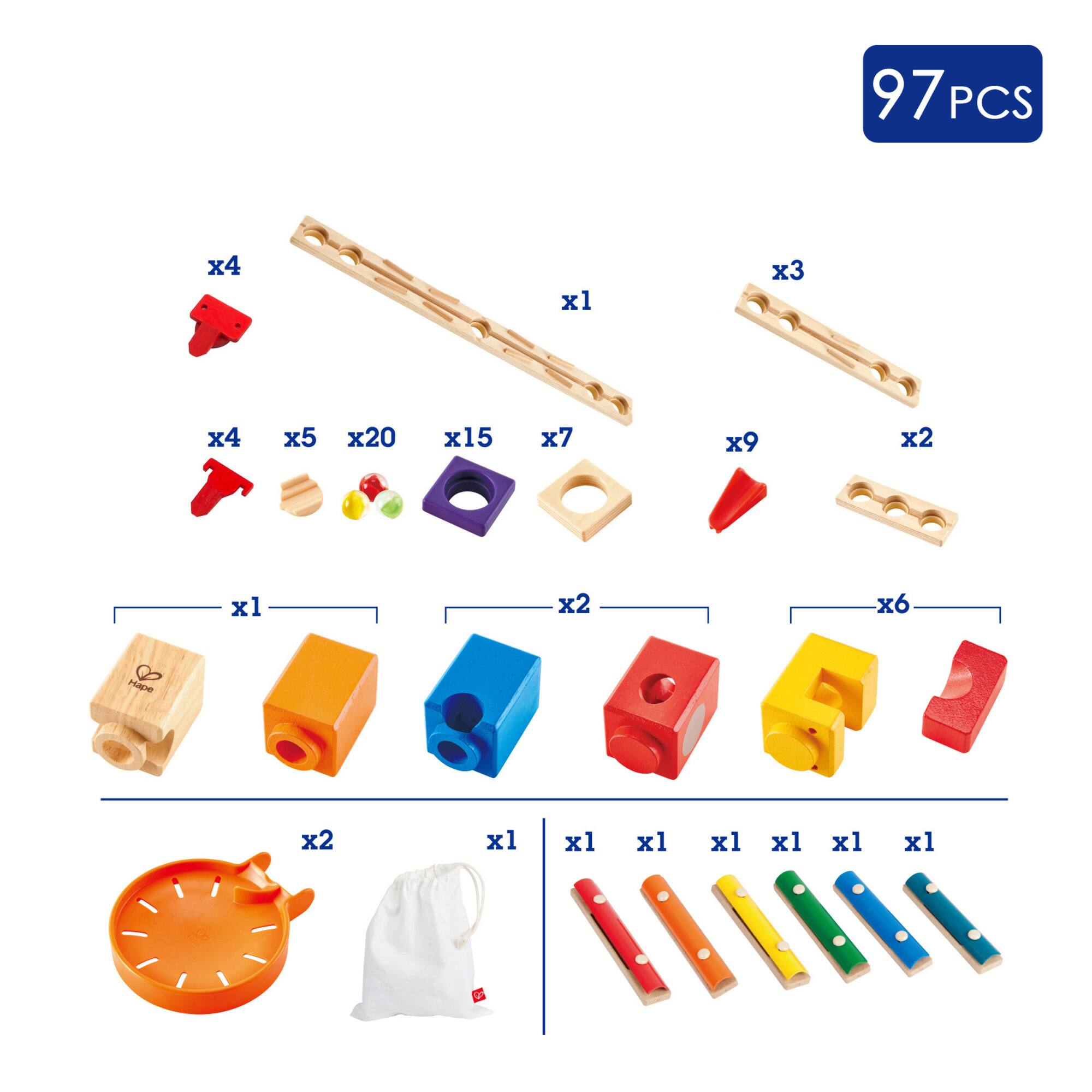 Hape Quadrilla Wooden Music Motion Marble Run Construction Set