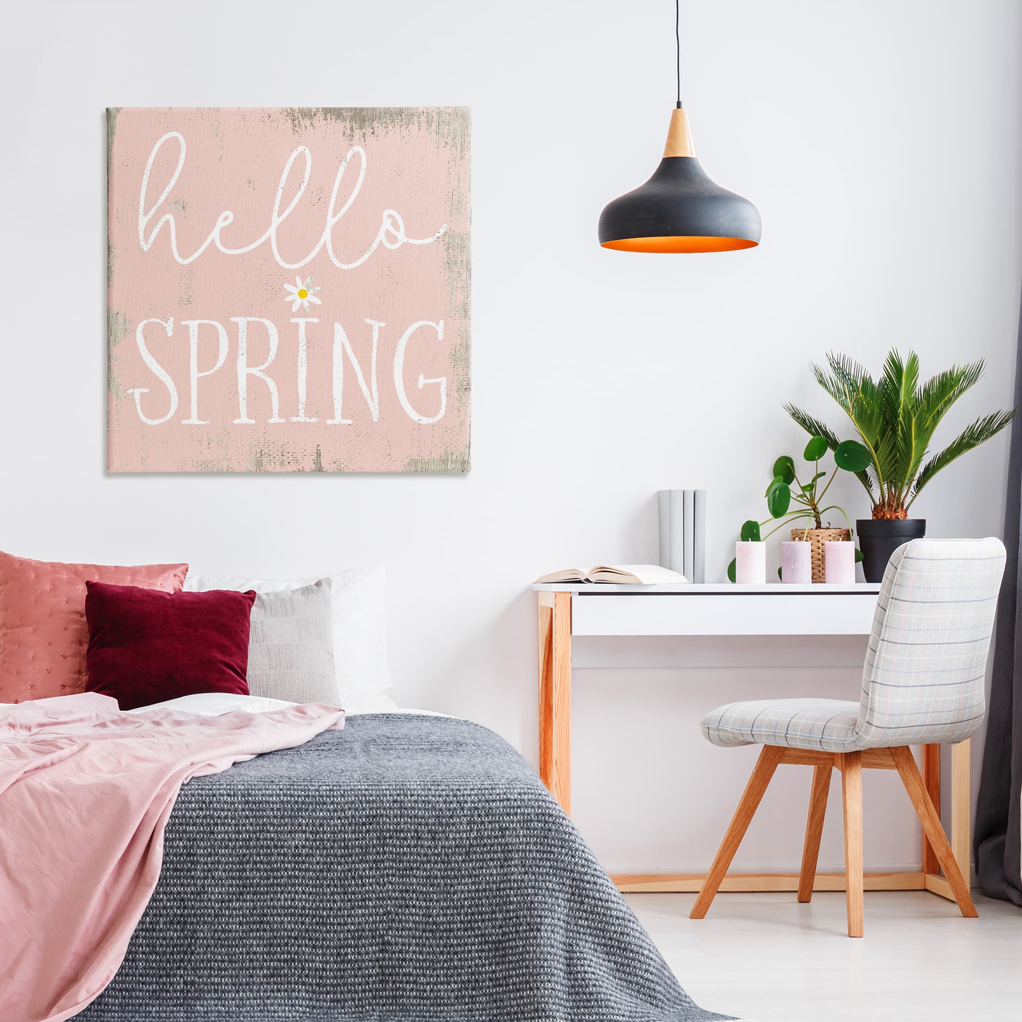 Stupell Industries Rustic Hello Spring Canvas Wall Art