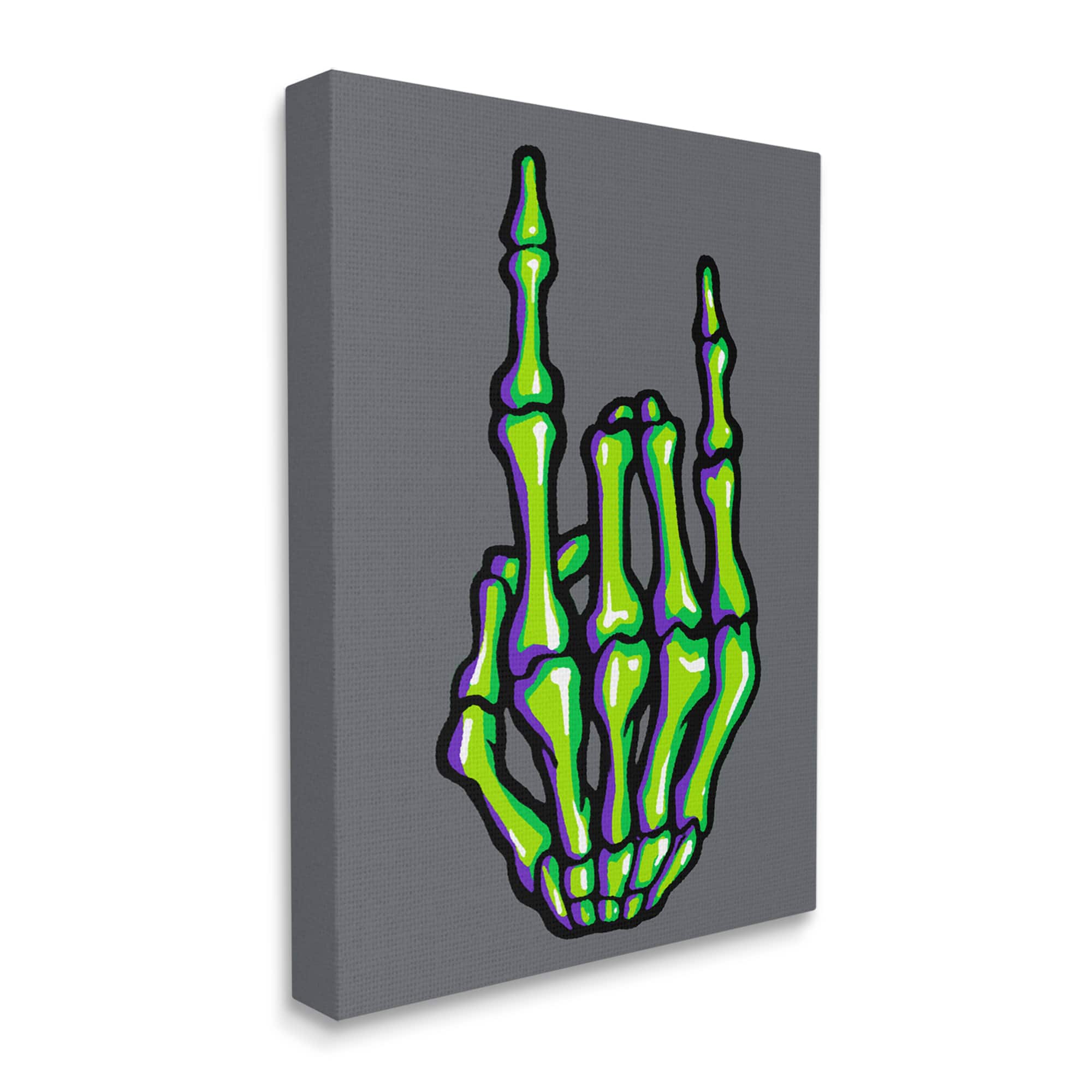 Stupell Industries Rock On Skeleton Hand Canvas Wall Art