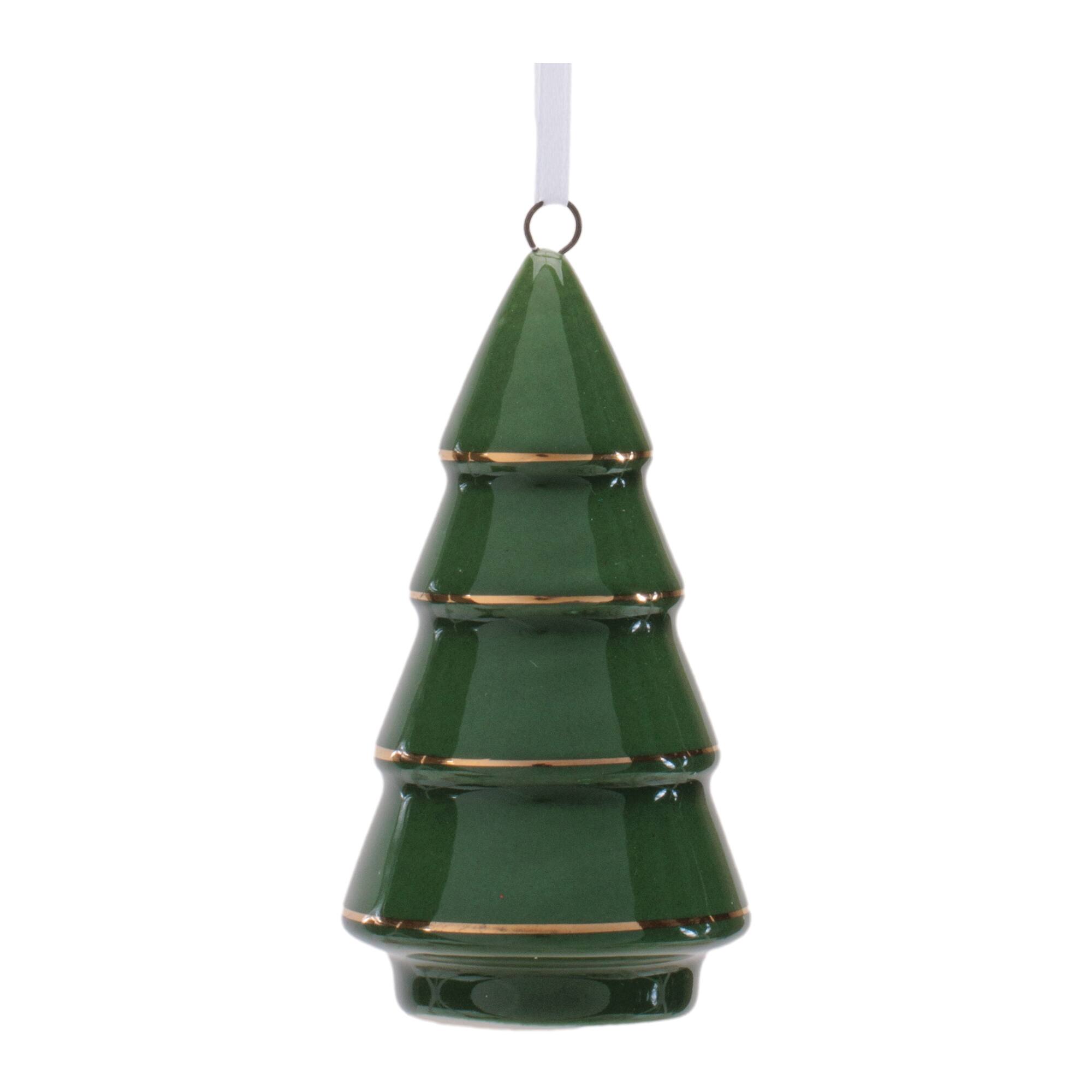 Melrose Green Ceramic Christmas Tree Ornament Set