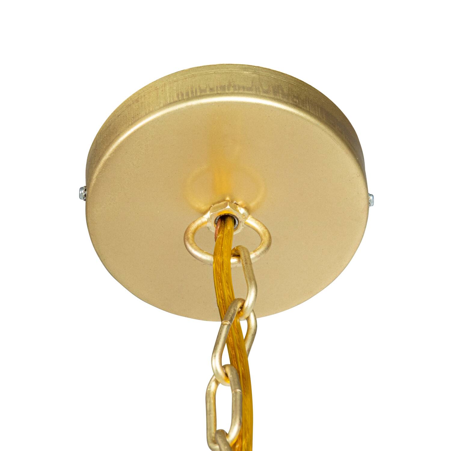 Hello Honey® Marina Small Round Gold Metal & Natural Capiz Chandelier Style Pendant Ceiling Light