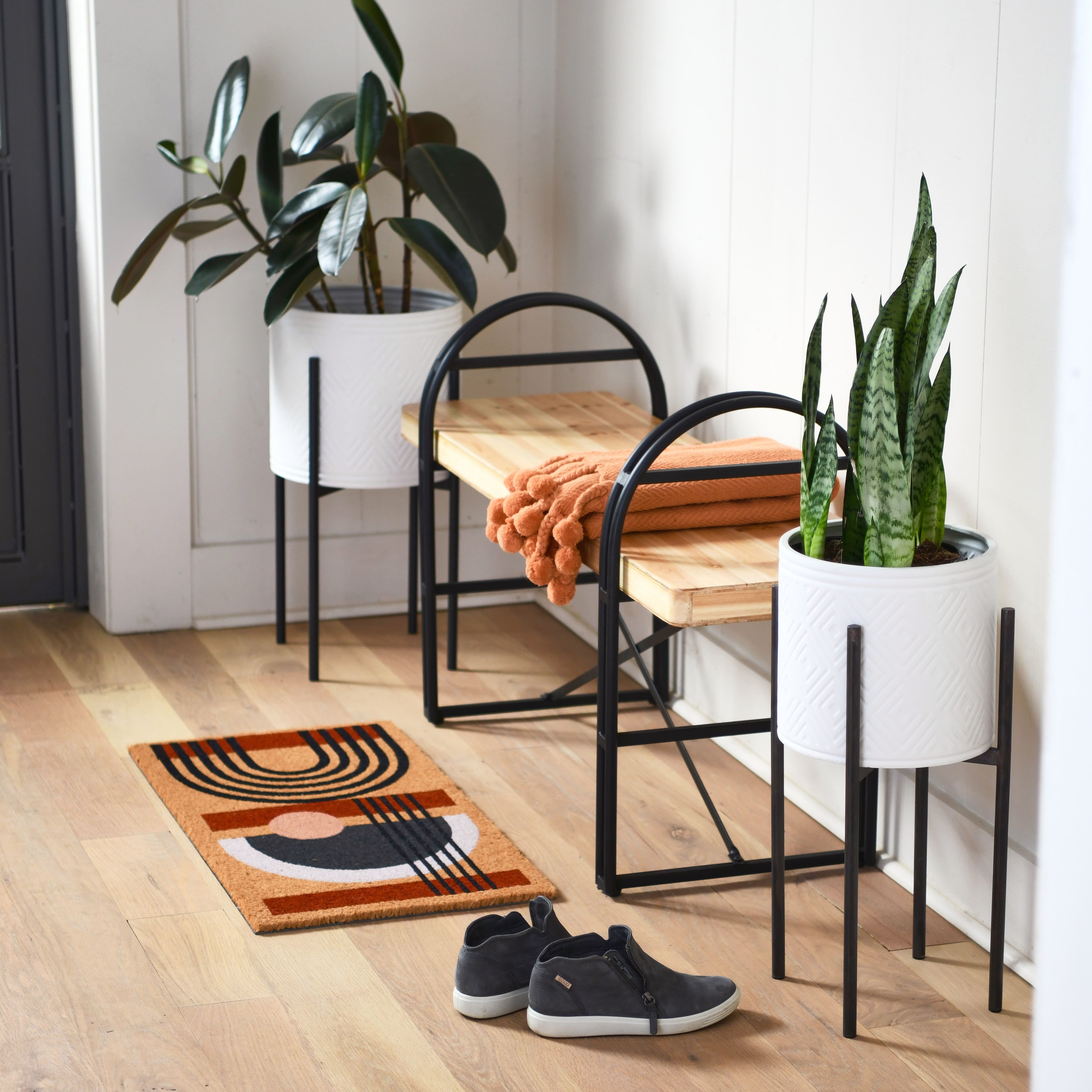 Hello Honey® 48" Blonde Nordic Fir Wood & Black Iron Bench