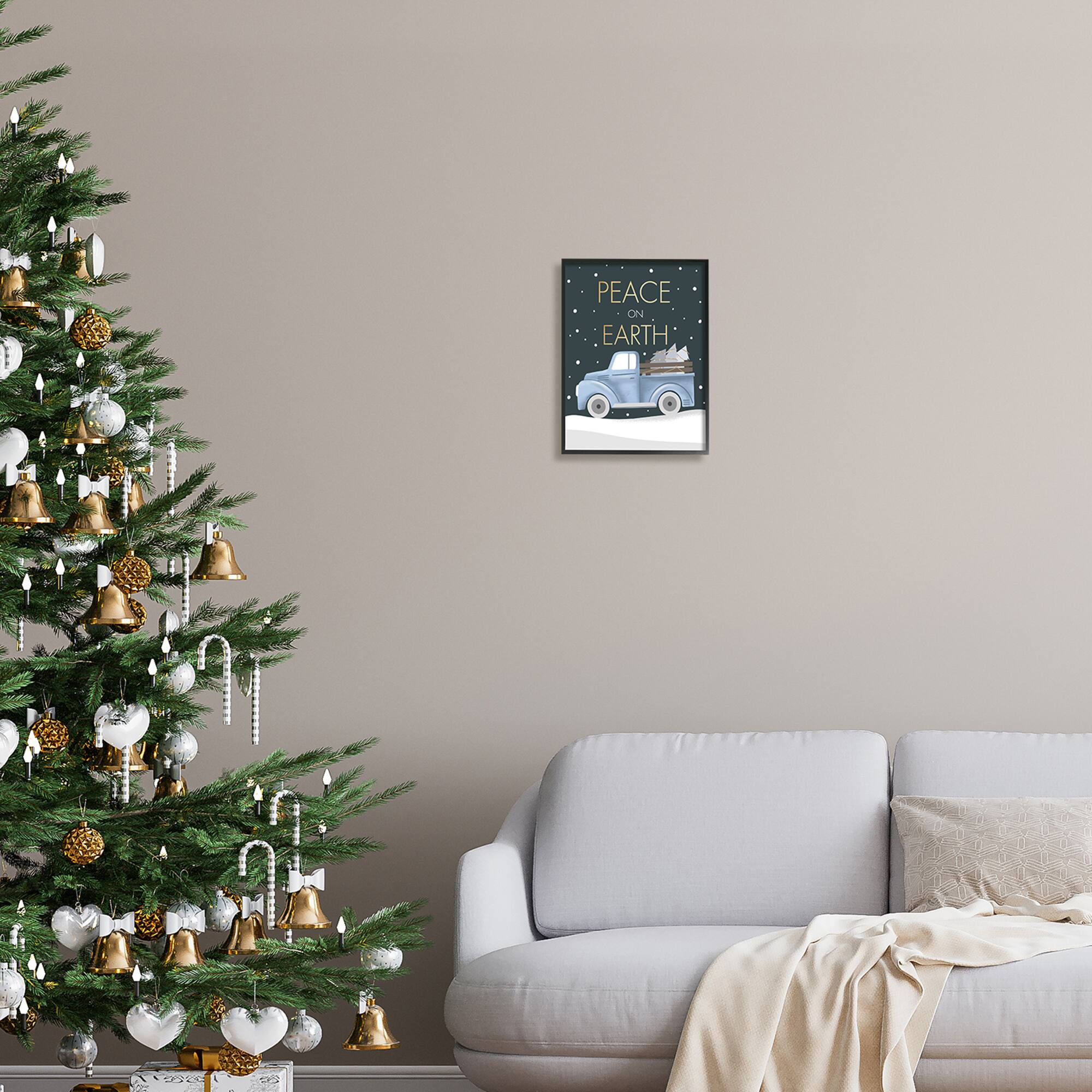 Stupell Industries Peace On Earth Snowy Truck Framed Giclee Art