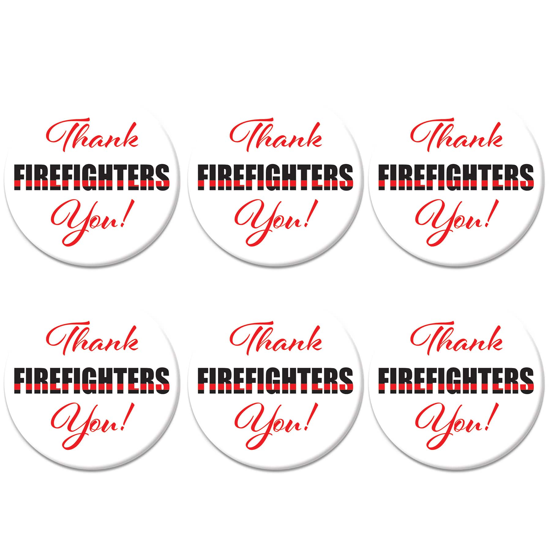 Beistle 2" Red Thank You Firefighters Buttons, 6ct.