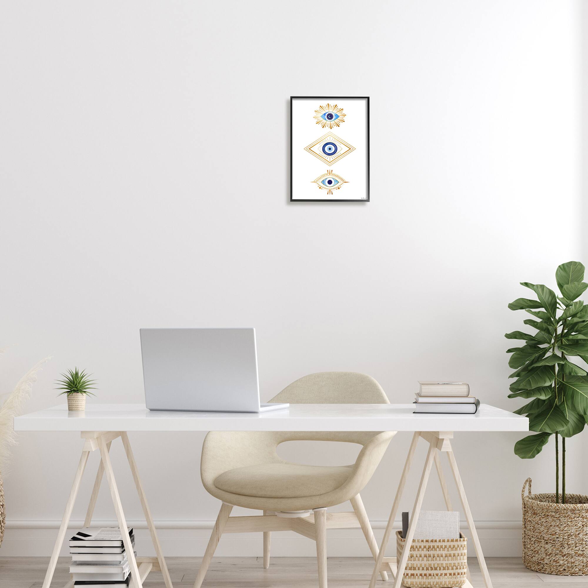 Stupell Industries Eye Of Providence Abstract Deco Arrangement Vivid Blue Framed Wall Art