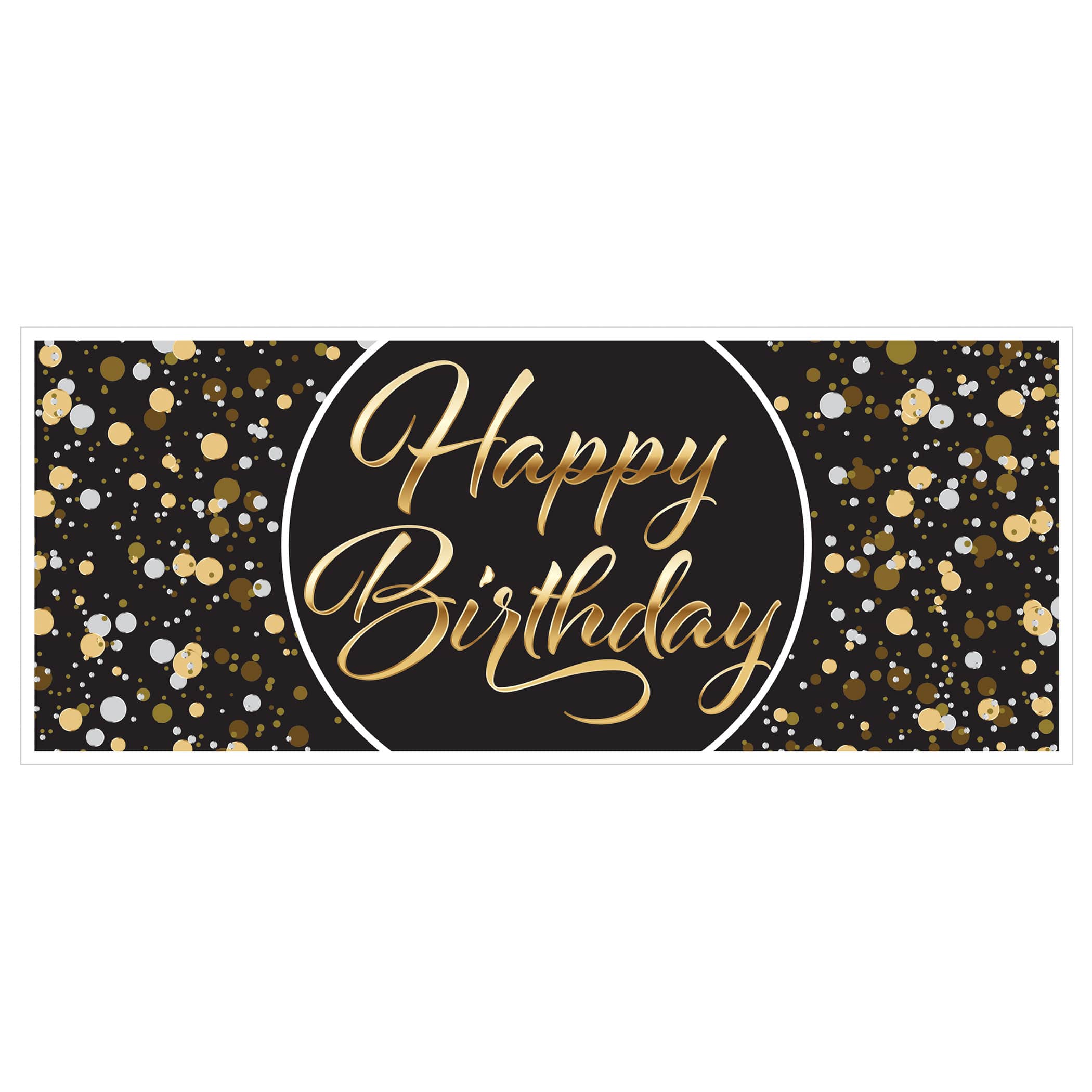 Beistle 30" x 6ft. Black and Gold Happy Birthday Oversized Sign Banner, 2ct.