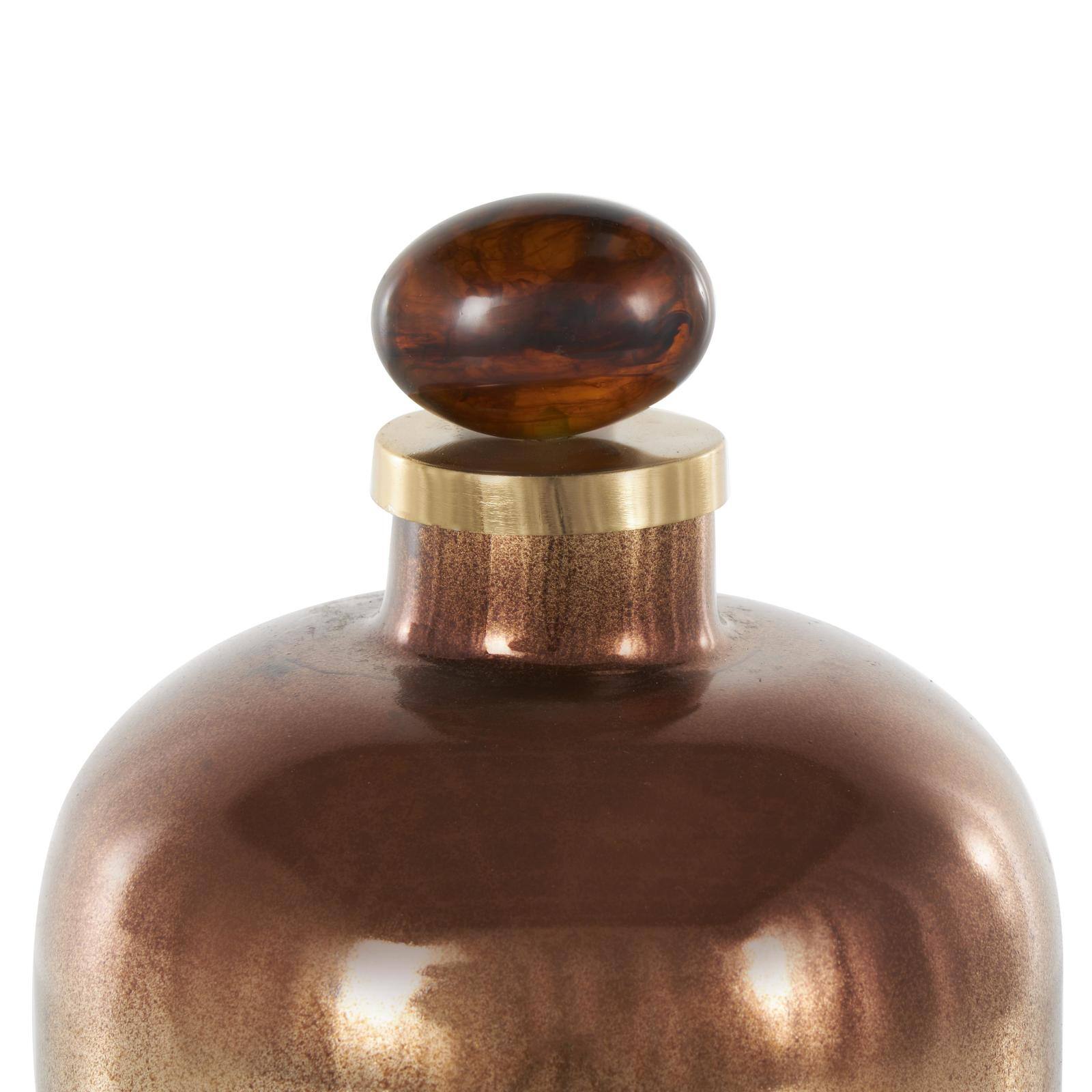 13" Gold, Beige & Copper Glass Speckled Ombre Decorative Jar