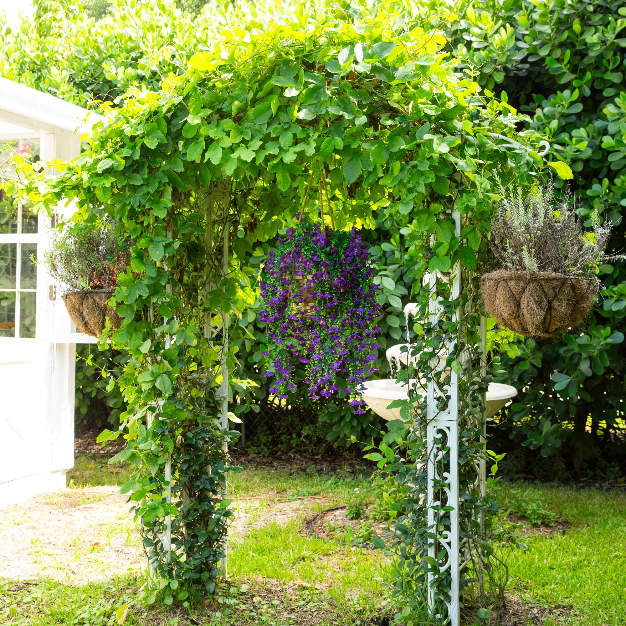 30" UV Resistant Artificial Morning Glory Hanging Plants, 6ct.