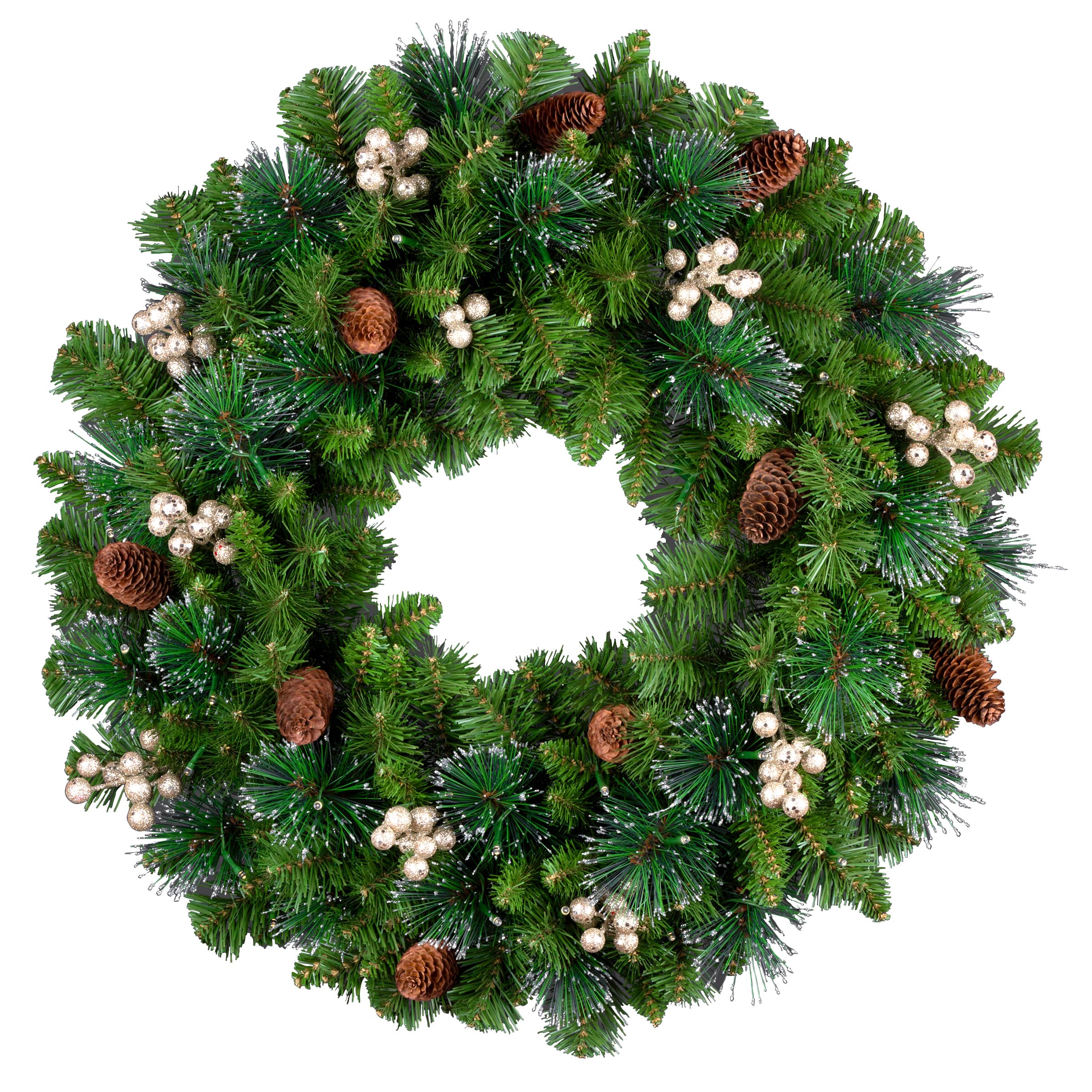 24" Crestwood® Clear Lights Pre-Lit Gold Spruce Wreath