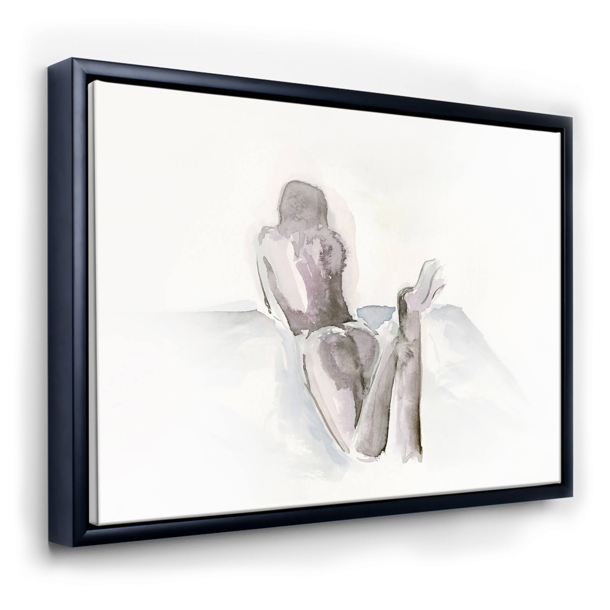 Designart - Watercolour Nude 1 - Traditional Canvas Wall Art in Black Frame