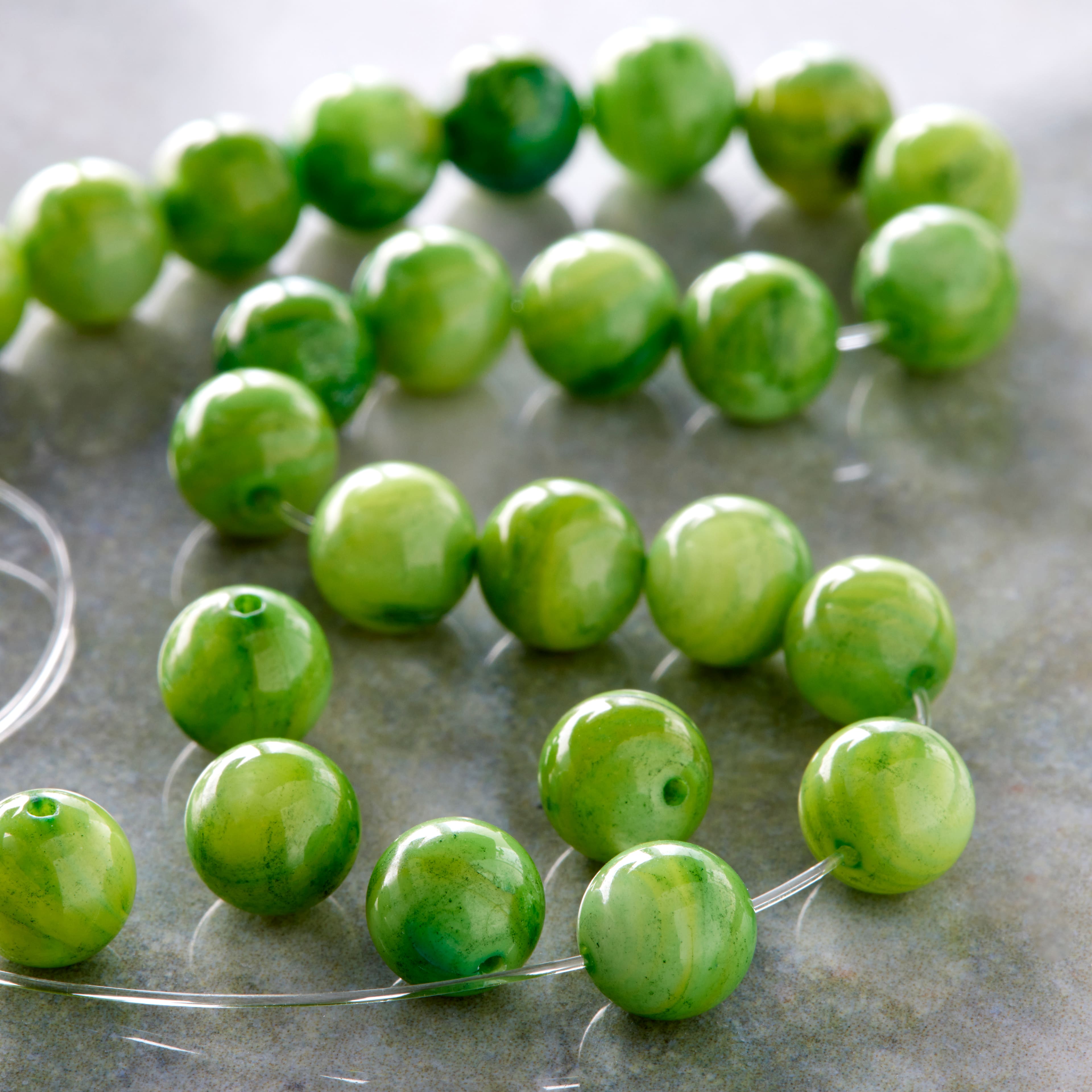 12 Pack: Green Shell Round Beads, 8mm by Bead Landing™