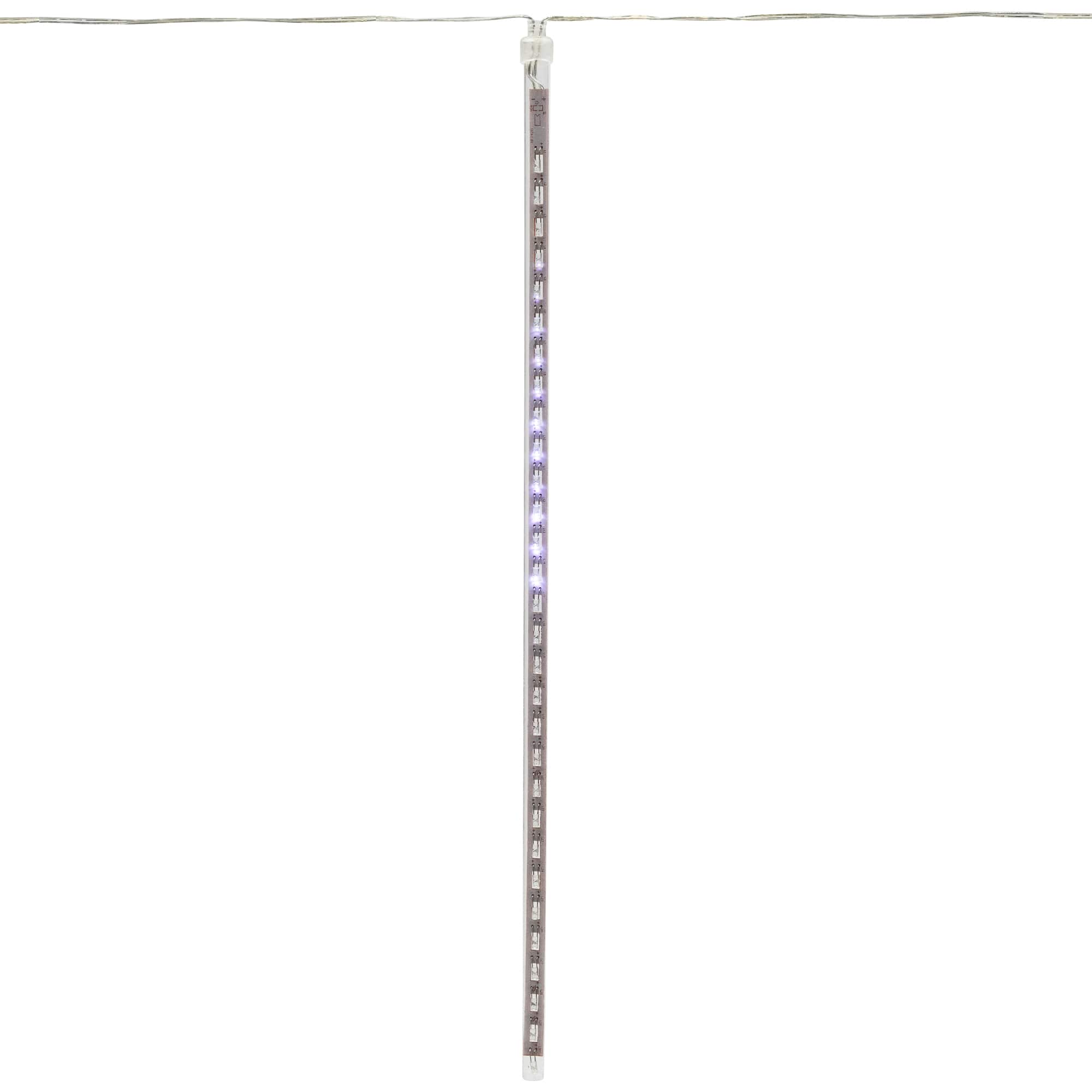 Set of 10 White LED Snowfall Icicle Christmas Tube Lights - 20.5 ft Clear Wire