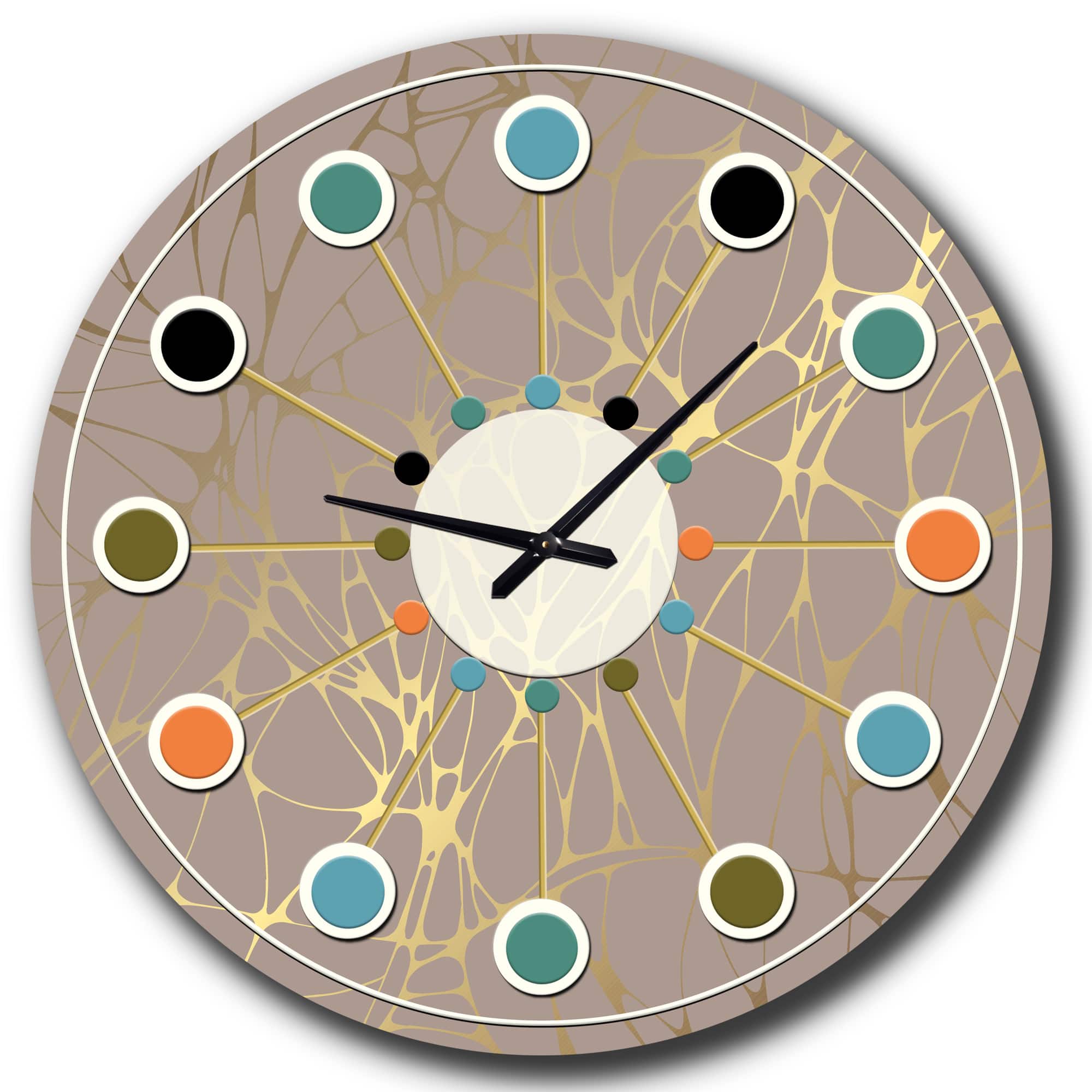 Designart 'Golden Marble Design Ii Mid-Century Modern Wall Clock