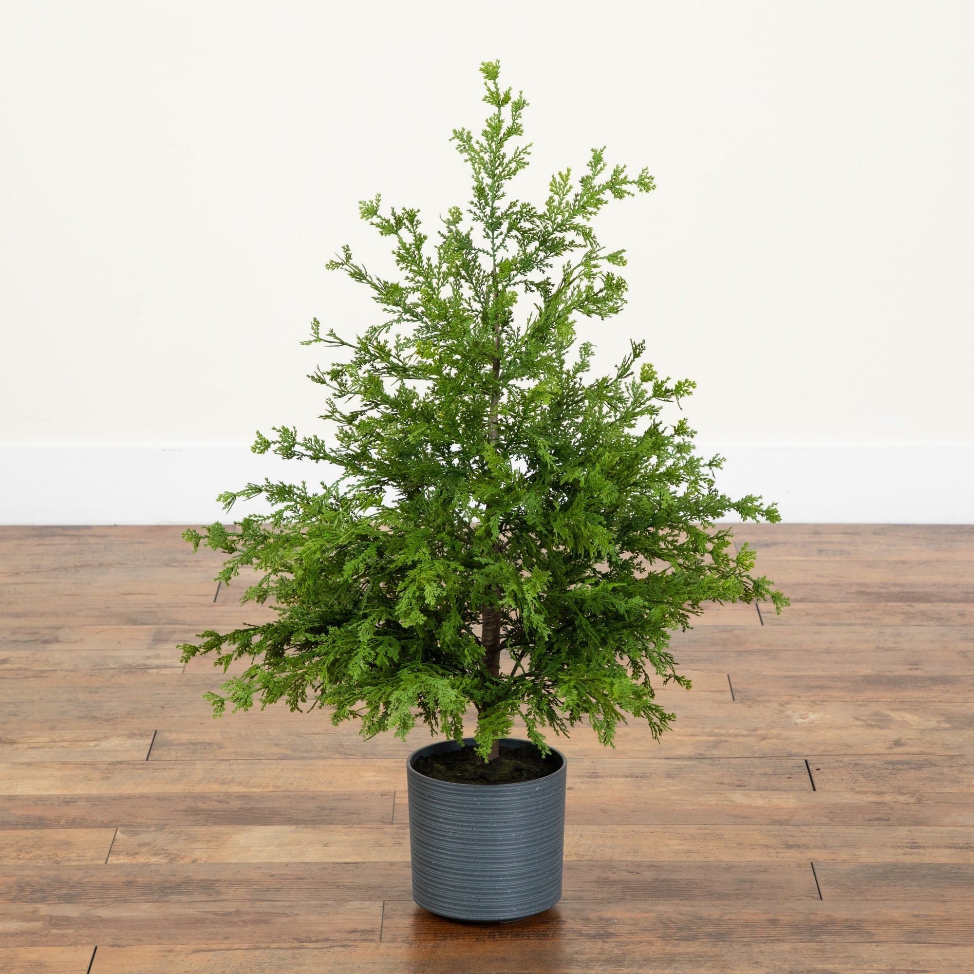 Nearly Natural 3ft. Unlit Real Touch Artificial Cedar Tree in Decorative Gray Planter