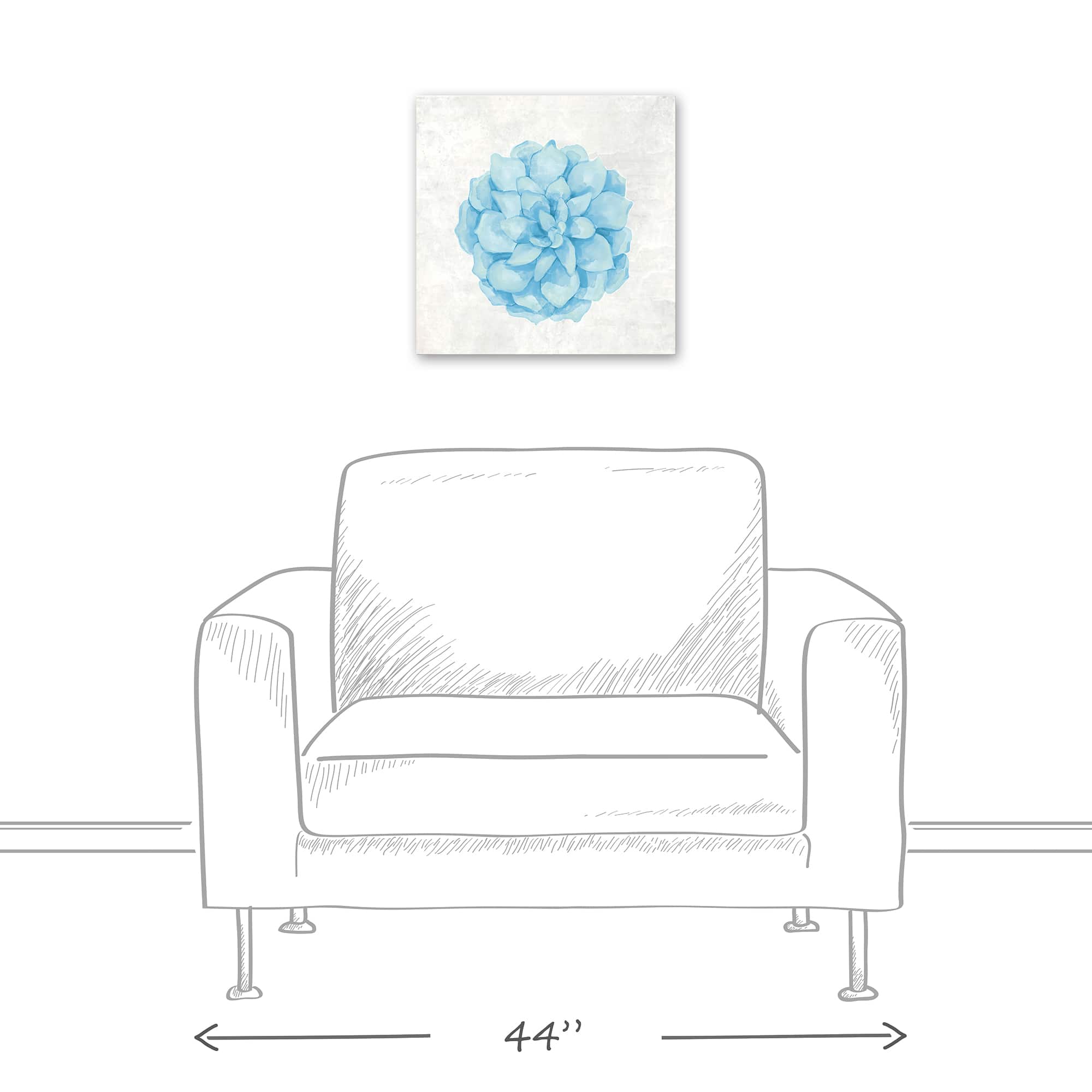 Soft Blue Succulent 16" x 16" Canvas Wall Art