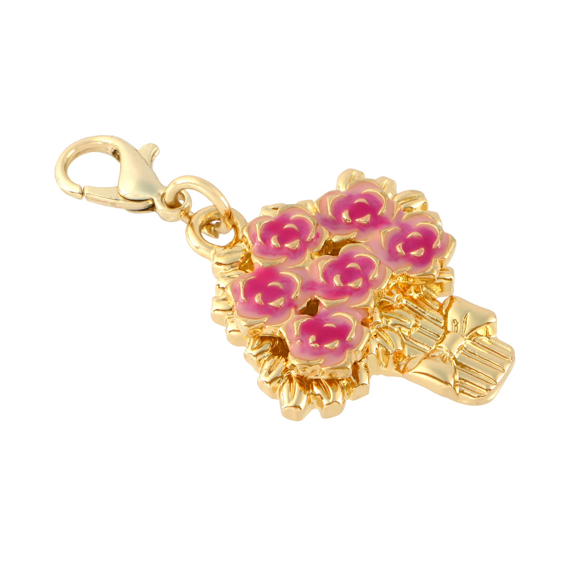 Pink & Gold Flowers Charm by Bead Landing™