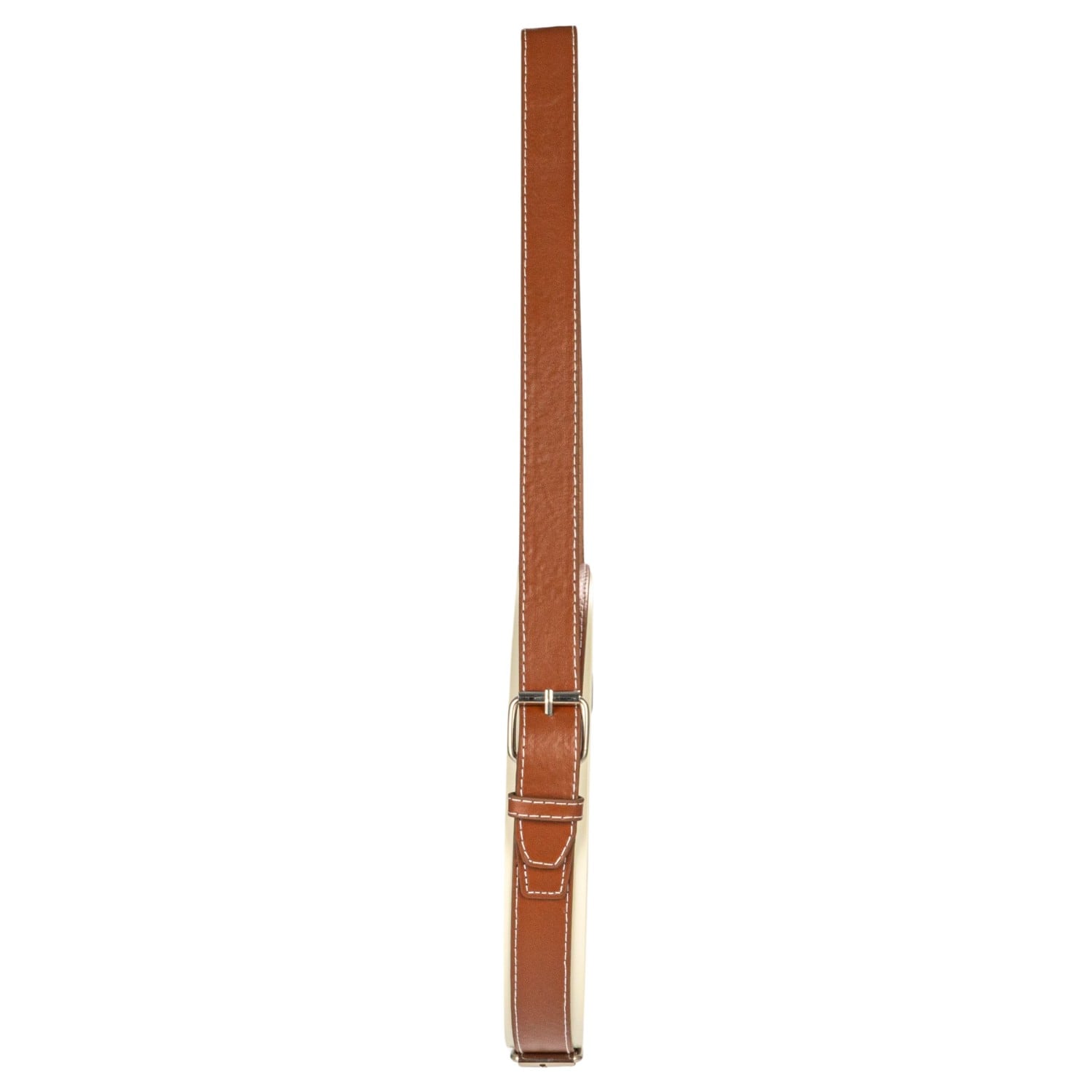 Hello Honey® White & Brown Plastic Hanging Wall Clock with Leather Strap