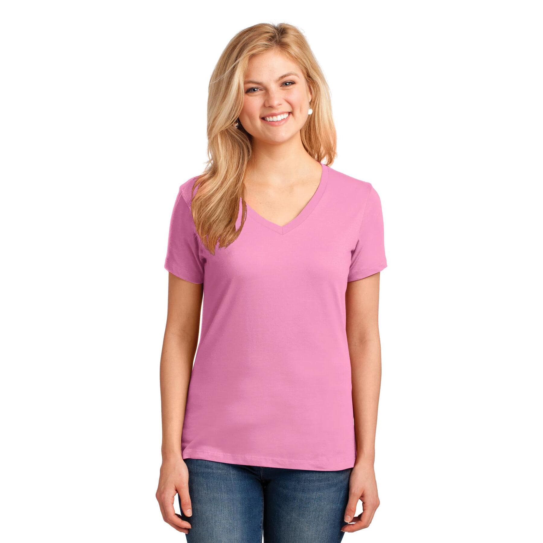 Port & Company® Brights Core Cotton V-Neck Ladies T-Shirt