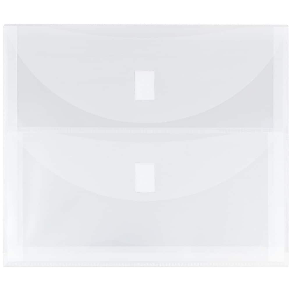 JAM Paper 9.5" x 11.5" Clear 2-Pocket Plastic Hook & Loop Closure Envelopes, 12ct.