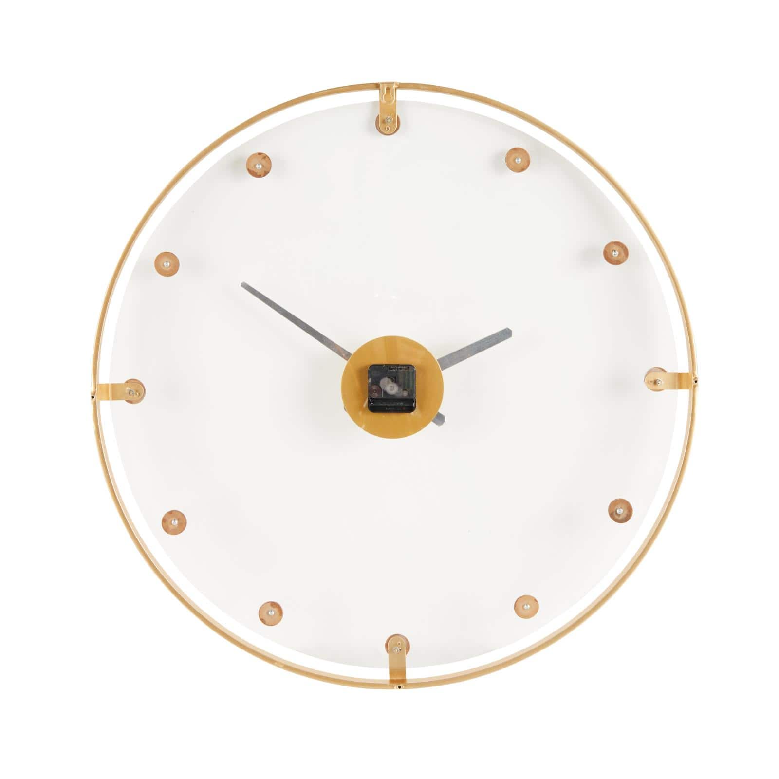 27.5" Gold Metal Decorative Wall Clock with Acrylic Face & Ball Accents