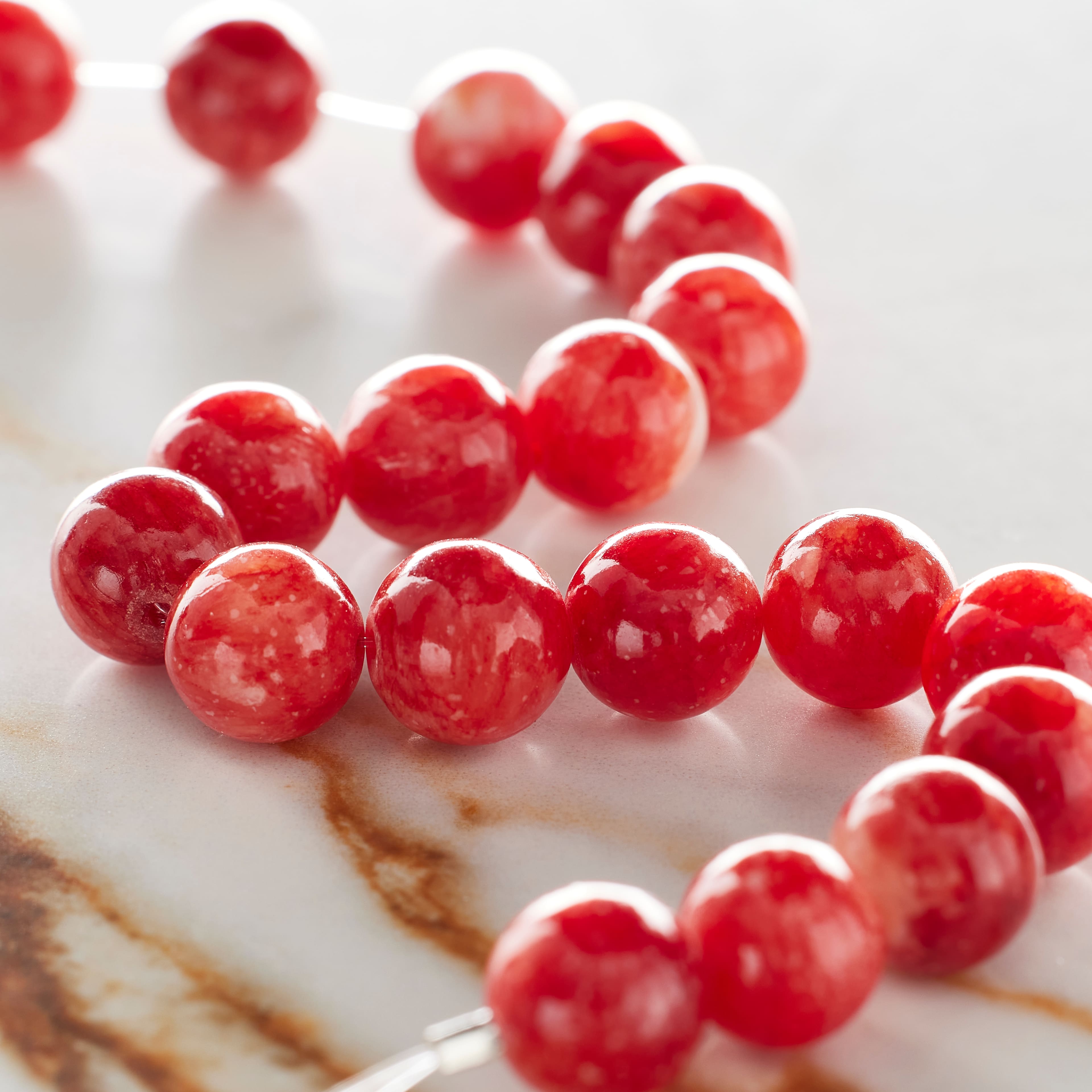 Red Round Stone Beads, 10mm by Bead Landing™