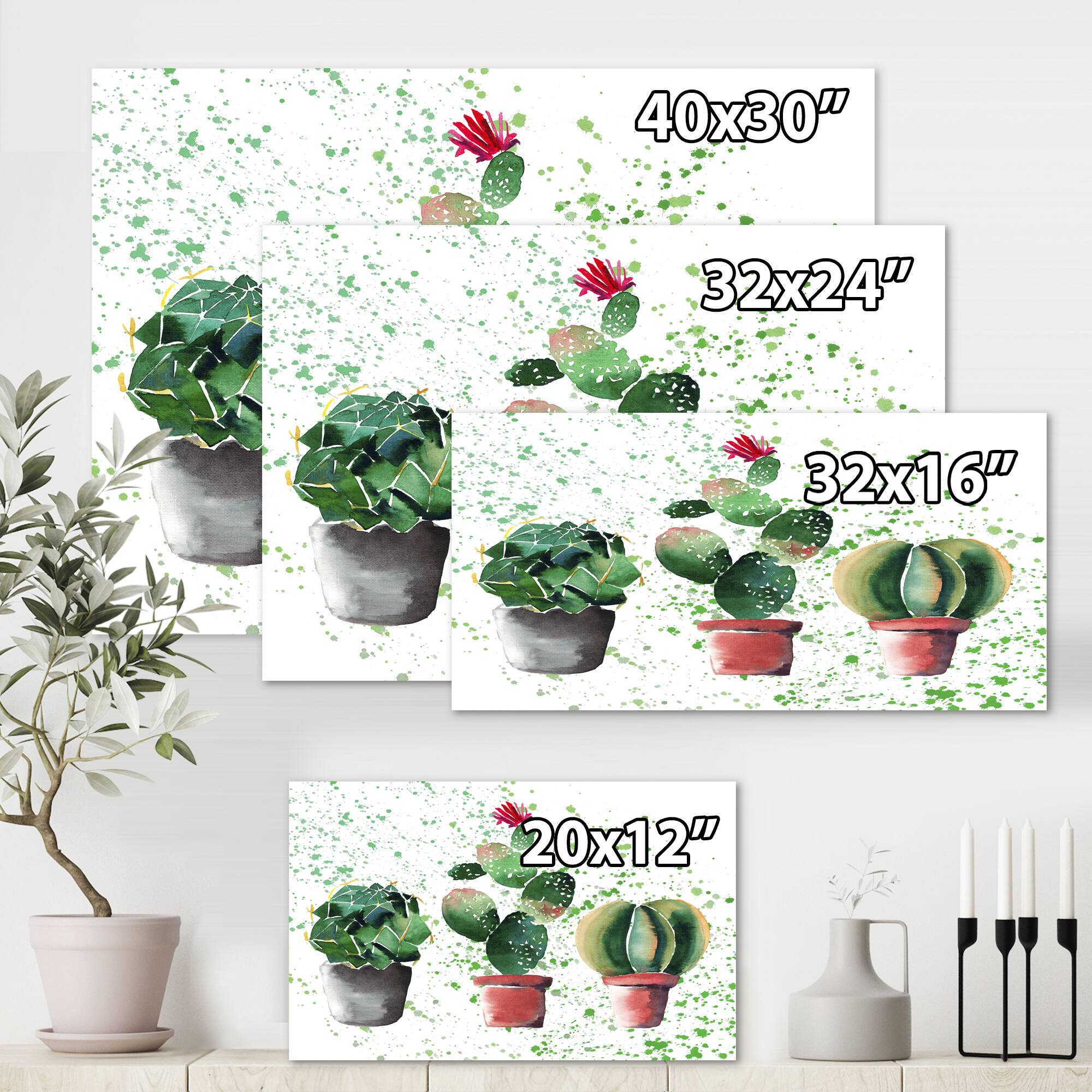 Designart - Three Cacti In Clay Pots